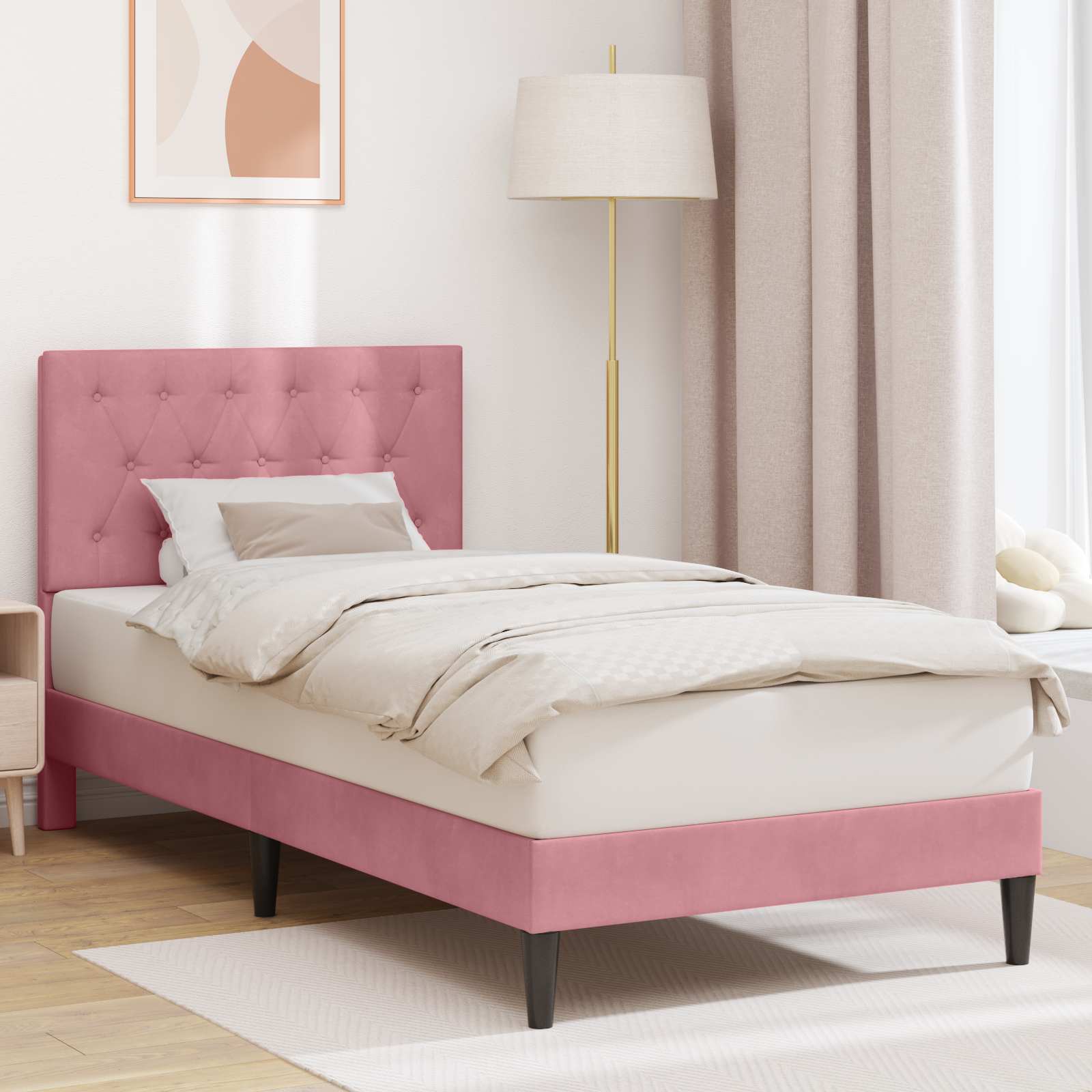 vidaXL Bedframe met hoofdeinde Lichtgrijs 80 x 200 cm Fluweel