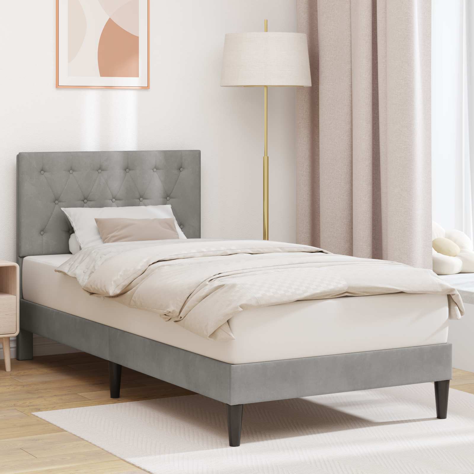 vidaXL Bedframe met hoofdeinde Lichtgrijs 80 x 200 cm Fluweel