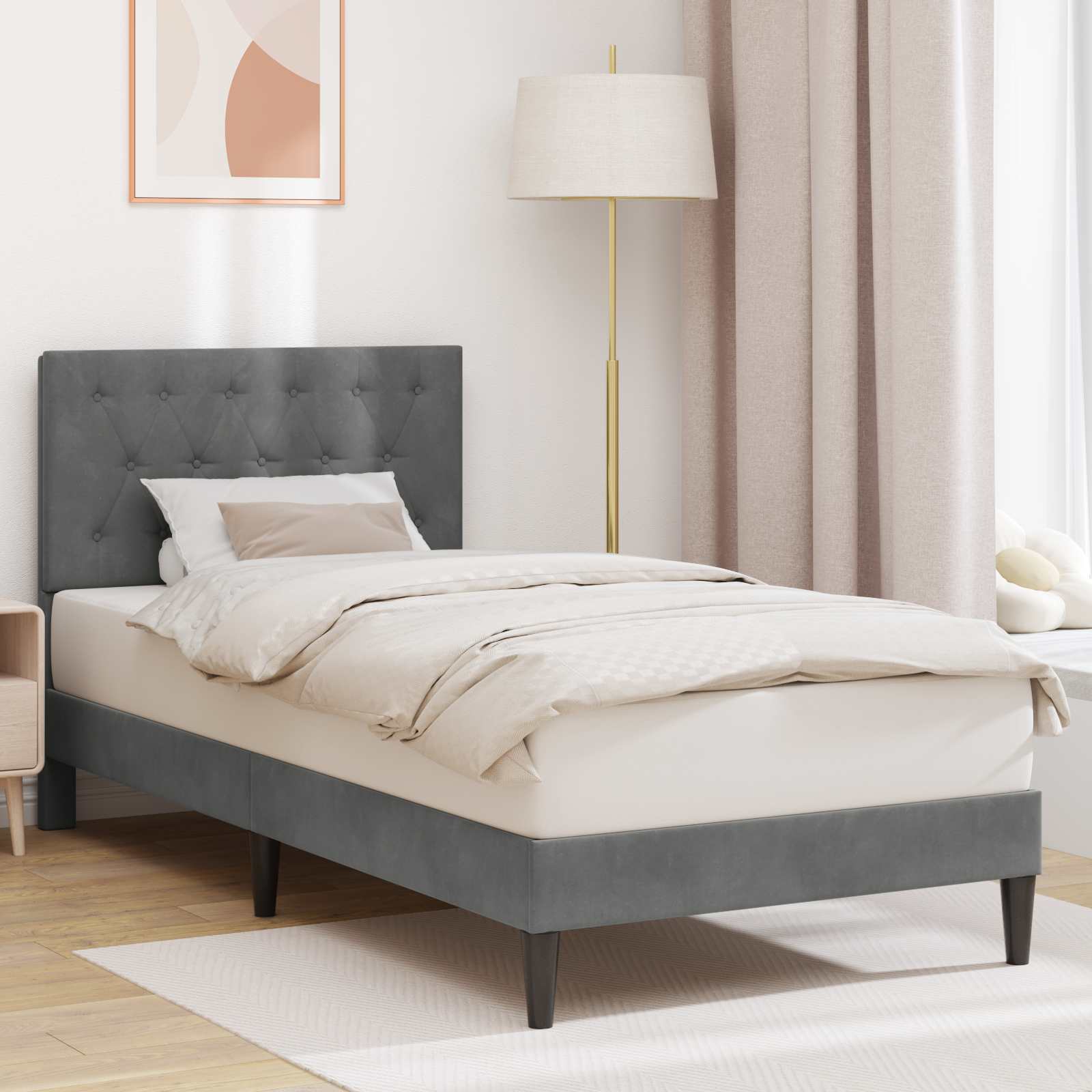 vidaXL Bedframe met hoofdeinde Lichtgrijs 80 x 200 cm Fluweel