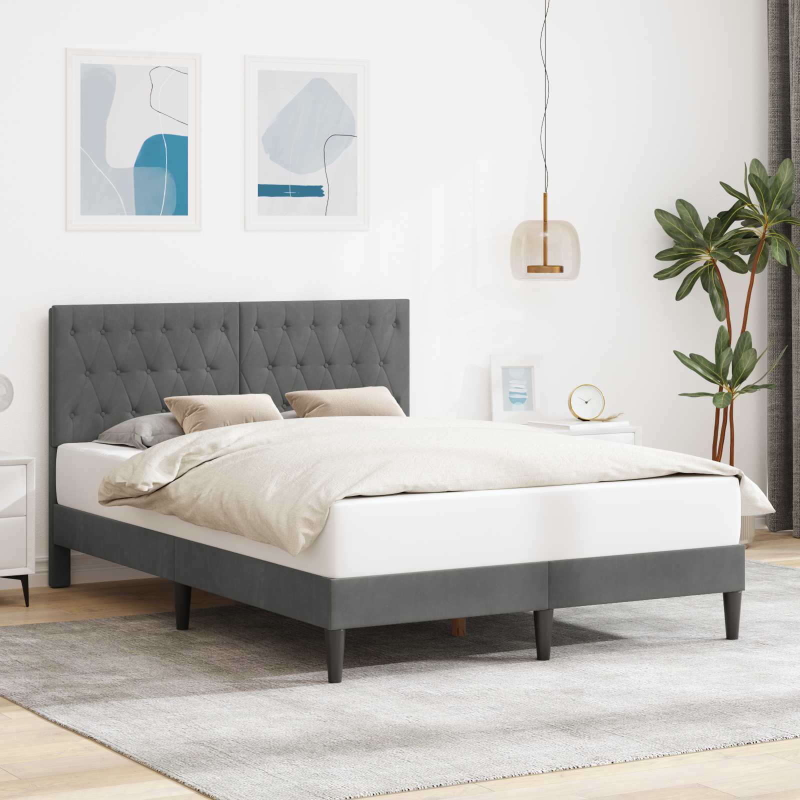 vidaXL Bedframe met hoofdeinde Lichtgrijs 80 x 200 cm Fluweel