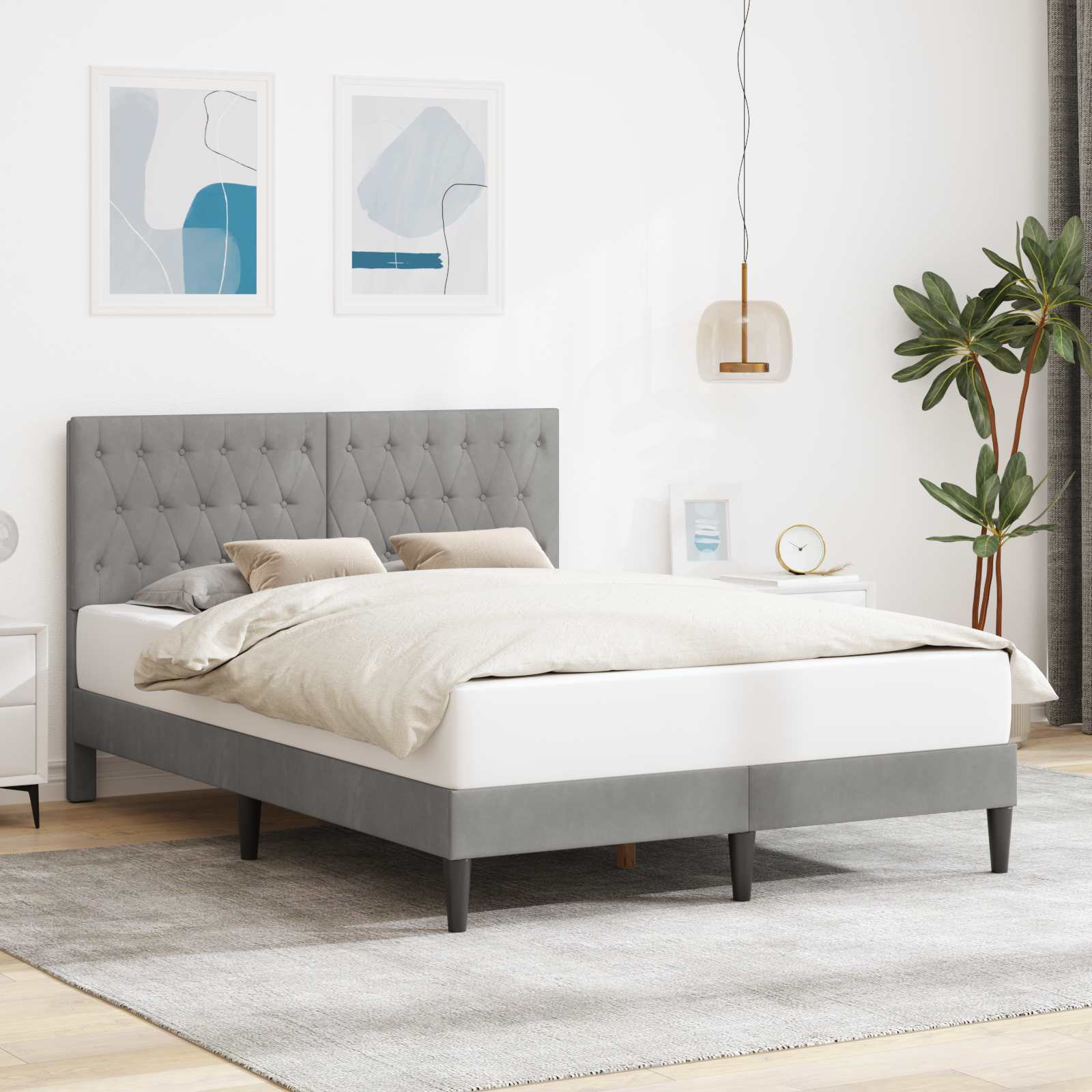 vidaXL Bedframe met hoofdeinde Lichtgrijs 80 x 200 cm Fluweel