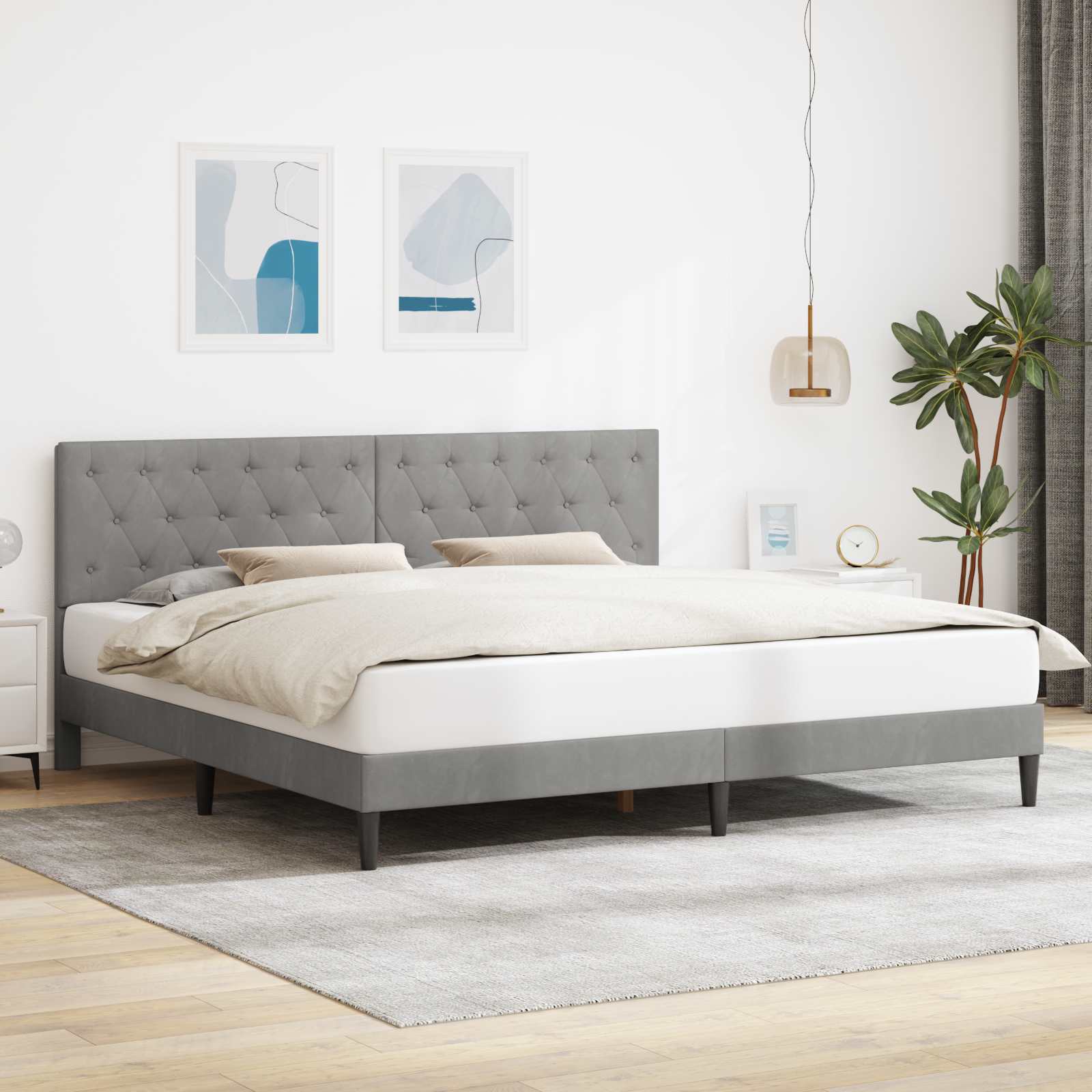 vidaXL Bedframe met hoofdeinde Lichtgrijs 80 x 200 cm Fluweel