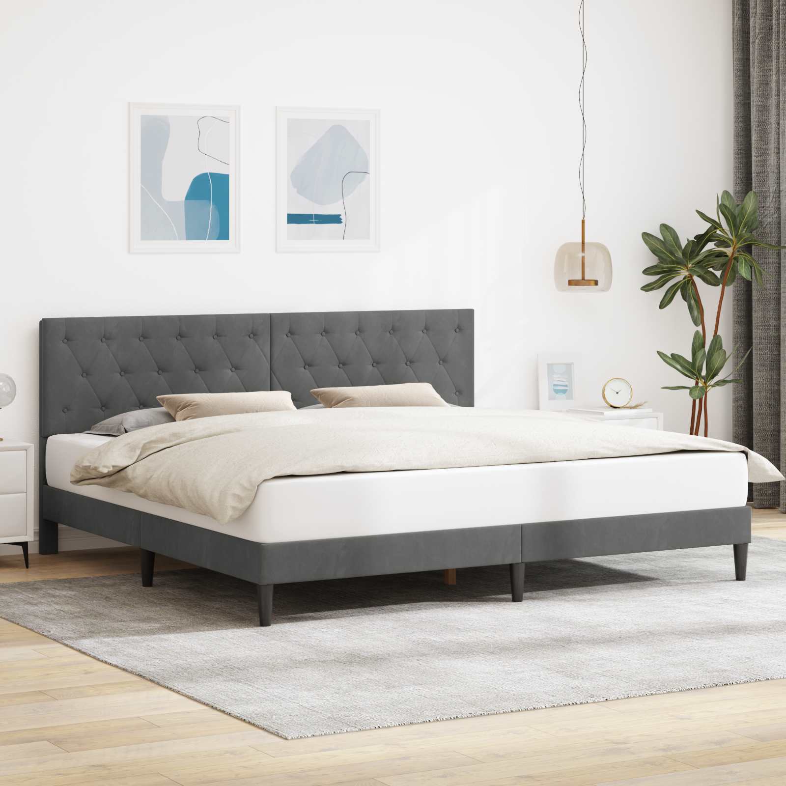 vidaXL Bedframe met hoofdeinde Lichtgrijs 80 x 200 cm Fluweel