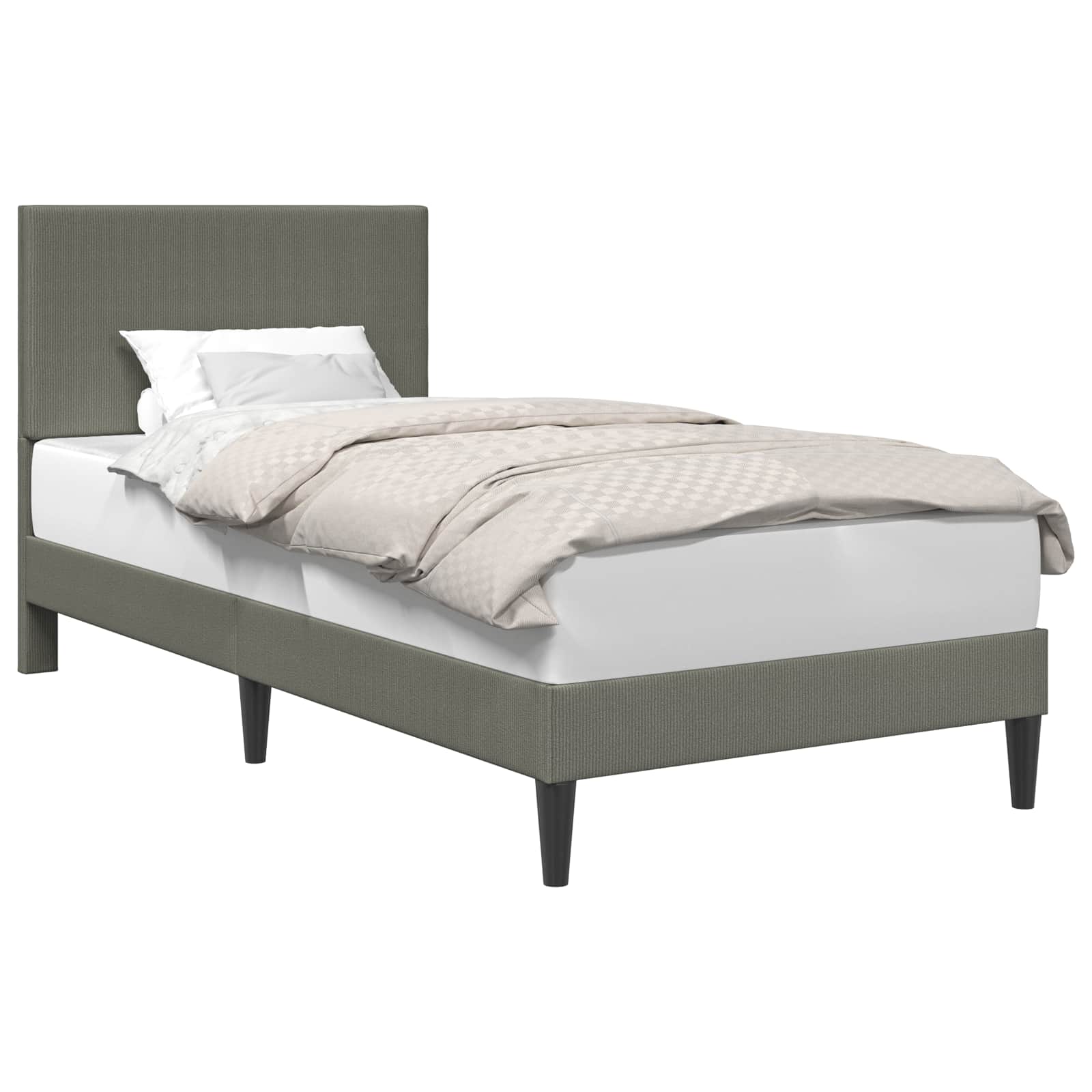 vidaXL Bedframe met hoofdeinde Lichtgrijs 80 x 200 cm Katoen Stof