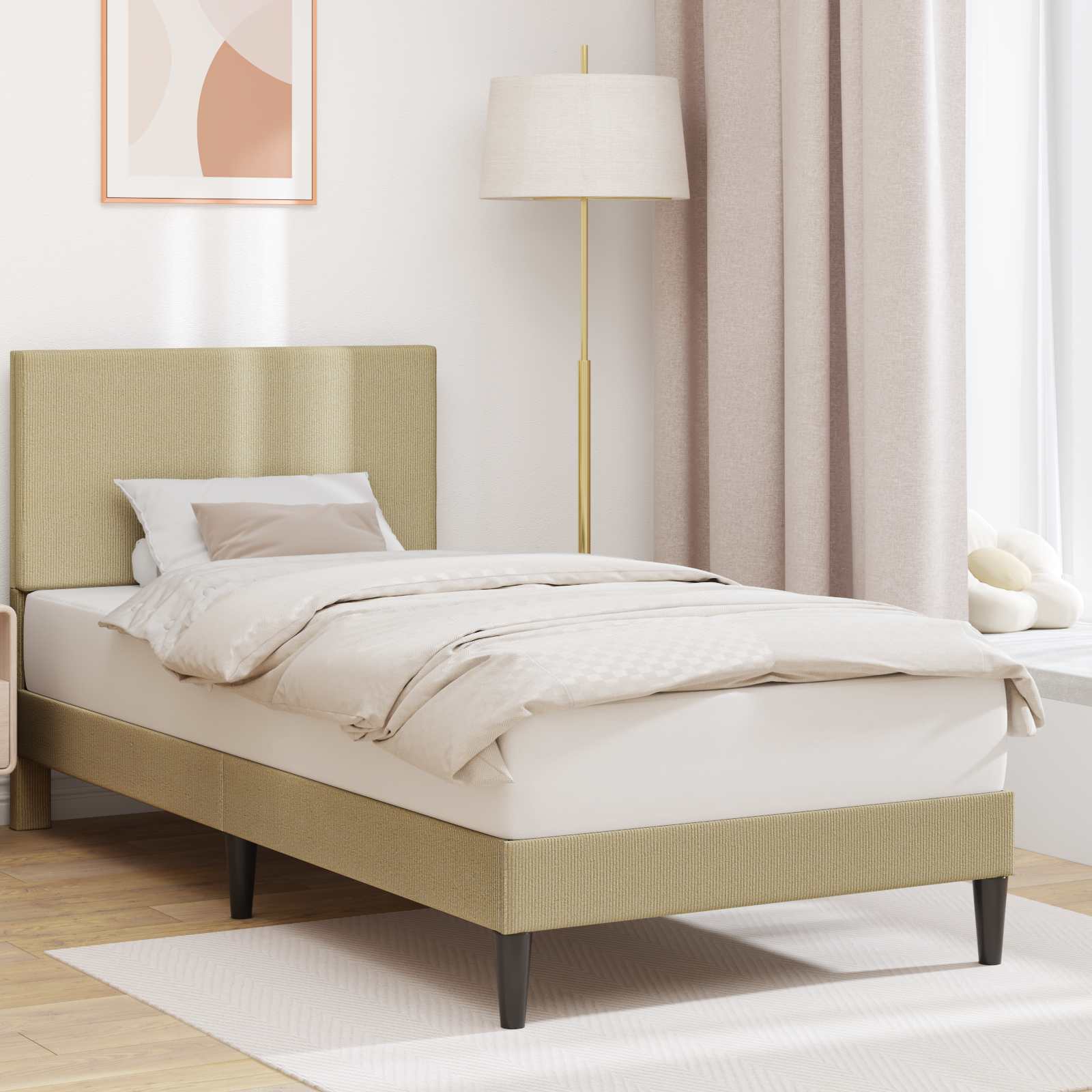 vidaXL Bedframe met hoofdeinde Lichtgrijs 80 x 200 cm Katoen Stof