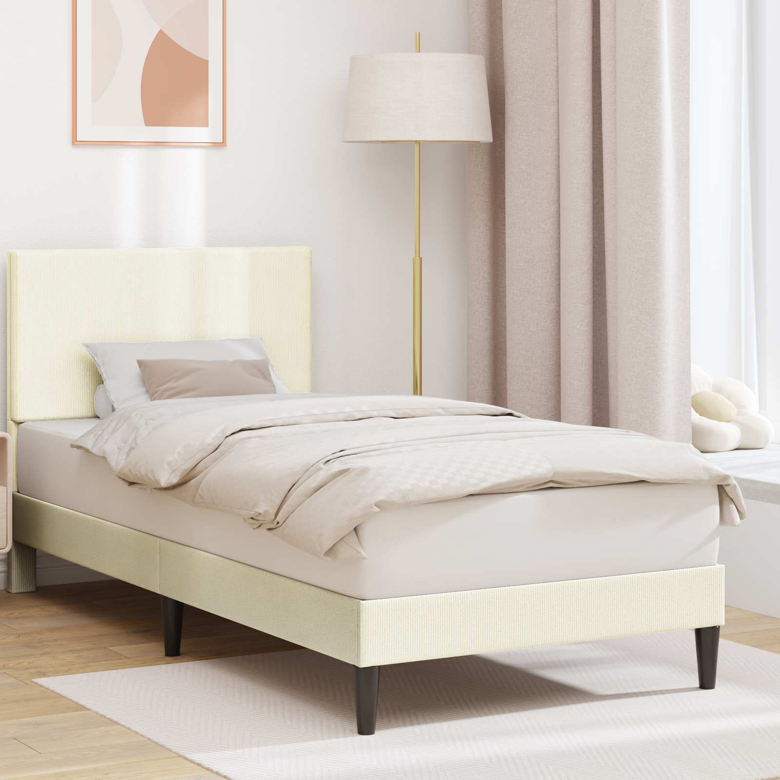 vidaXL Bedframe met hoofdeinde Lichtgrijs 80 x 200 cm Katoen Stof