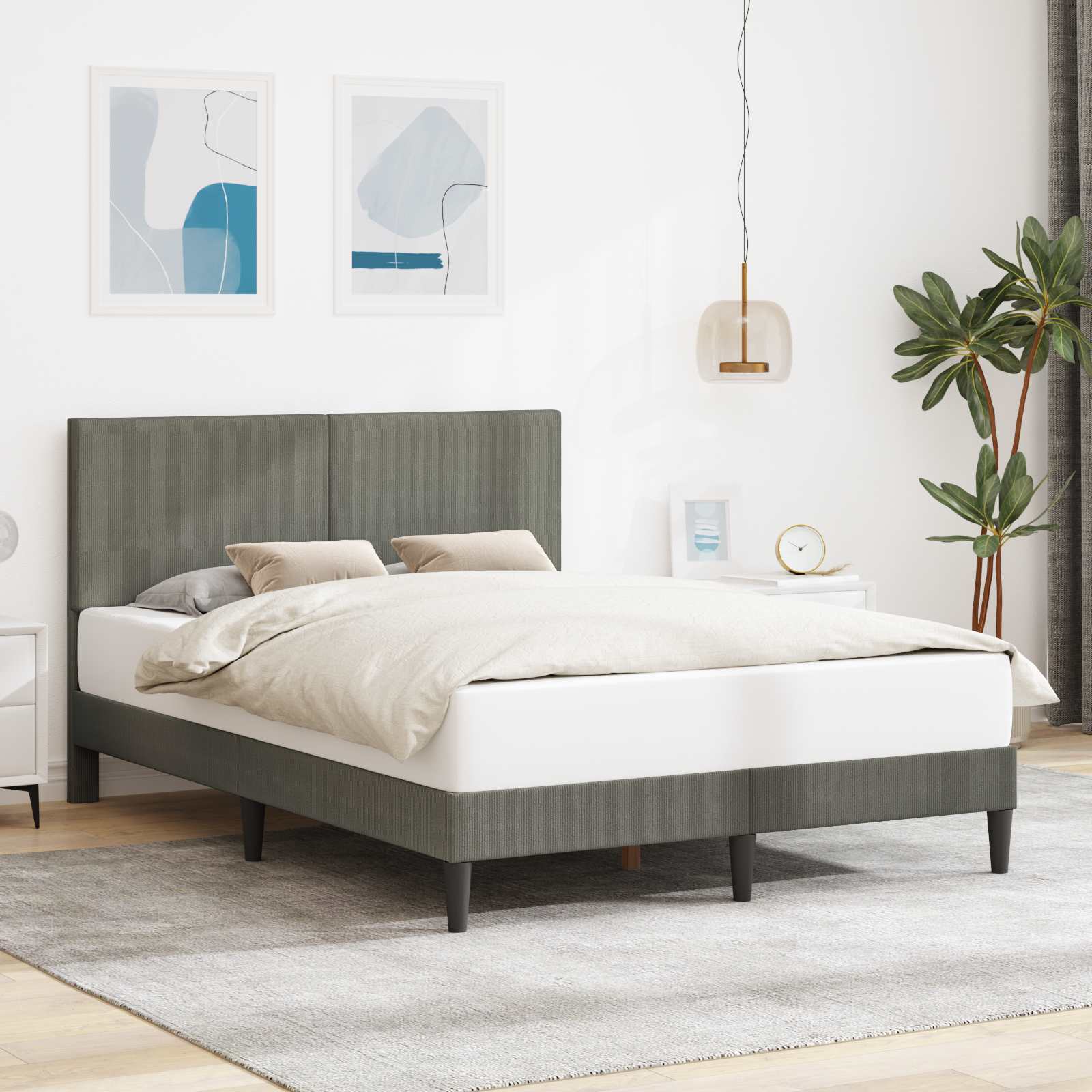 vidaXL Bedframe met hoofdeinde Lichtgrijs 80 x 200 cm Katoen Stof