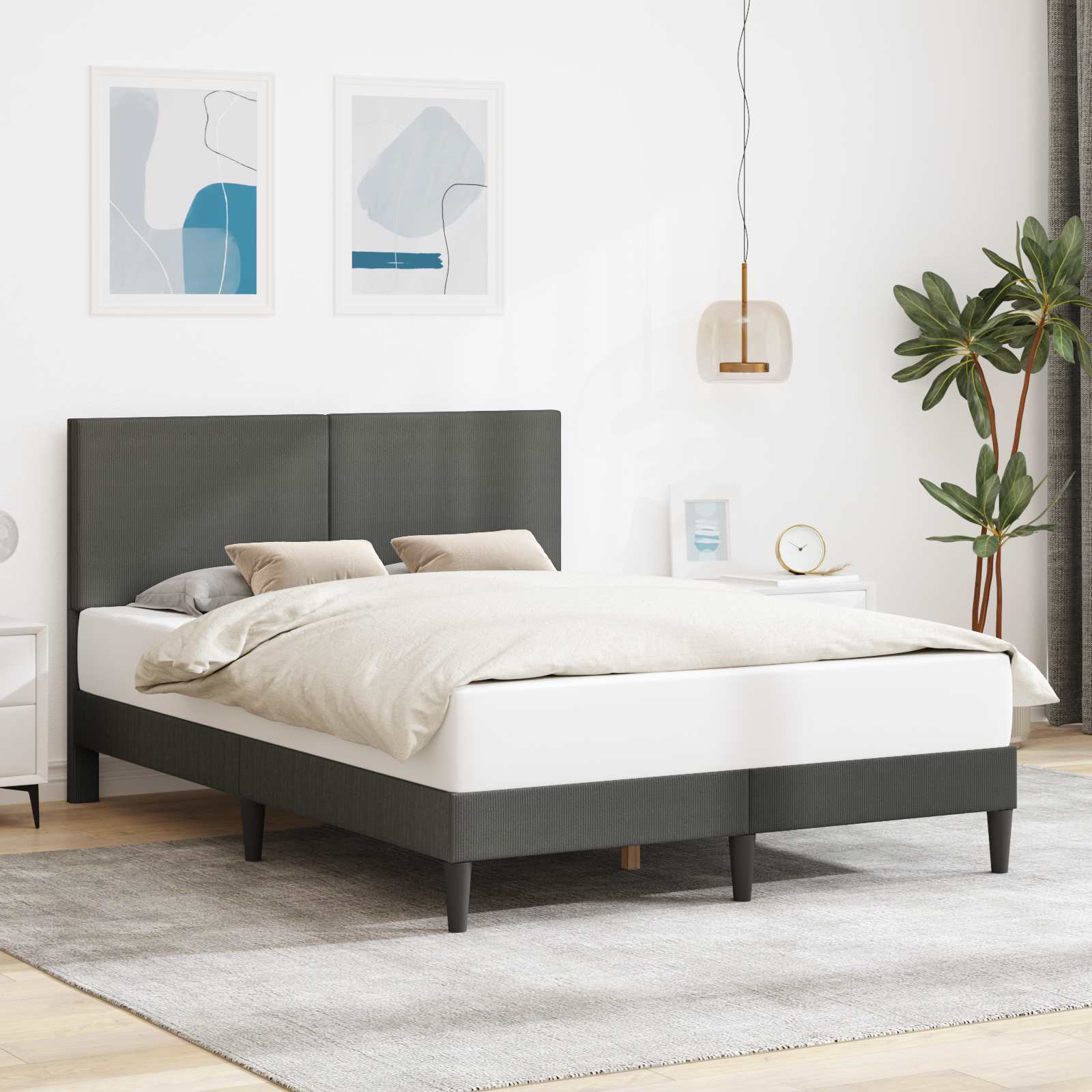 vidaXL Bedframe met hoofdeinde Lichtgrijs 80 x 200 cm Katoen Stof