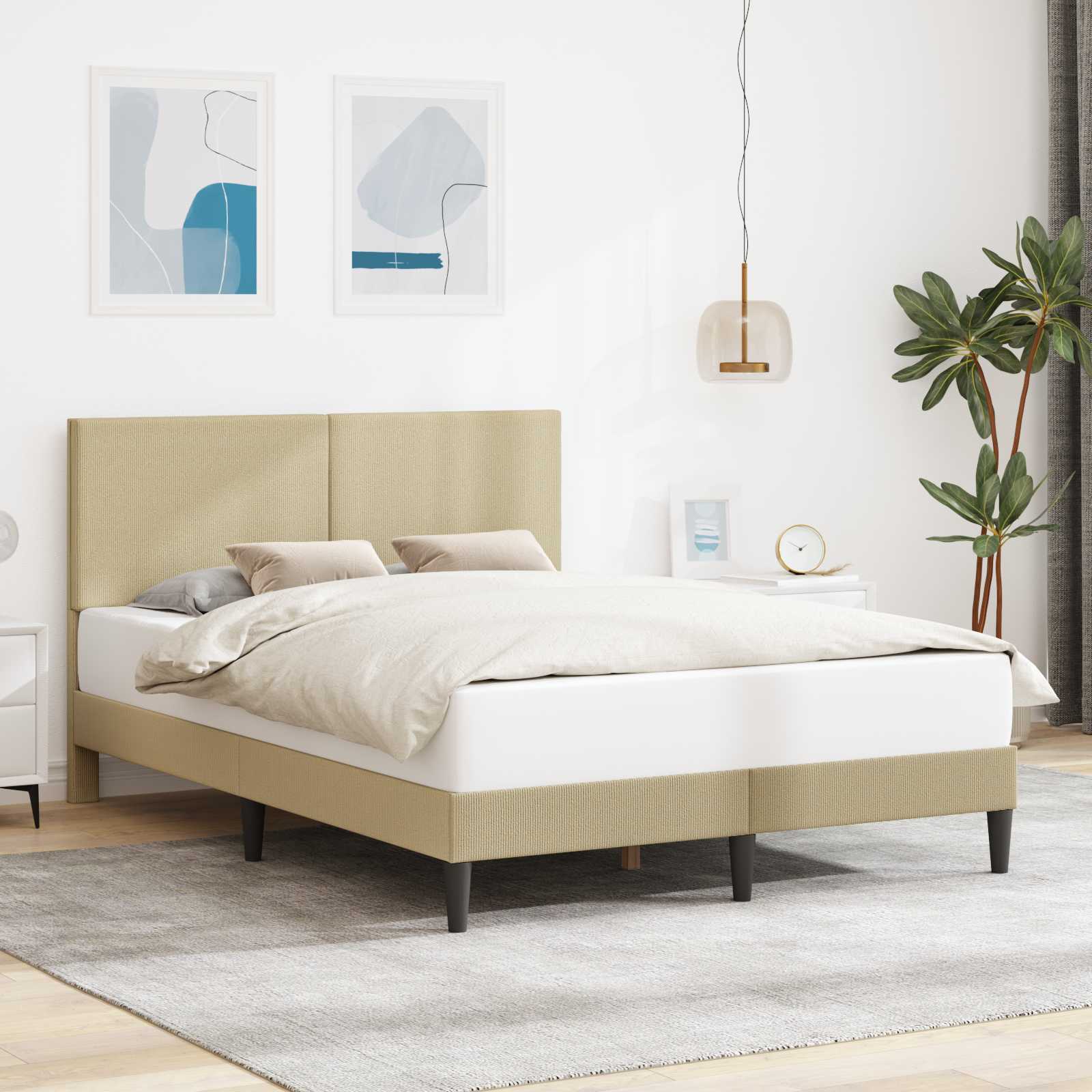 vidaXL Bedframe met hoofdeinde Lichtgrijs 80 x 200 cm Katoen Stof