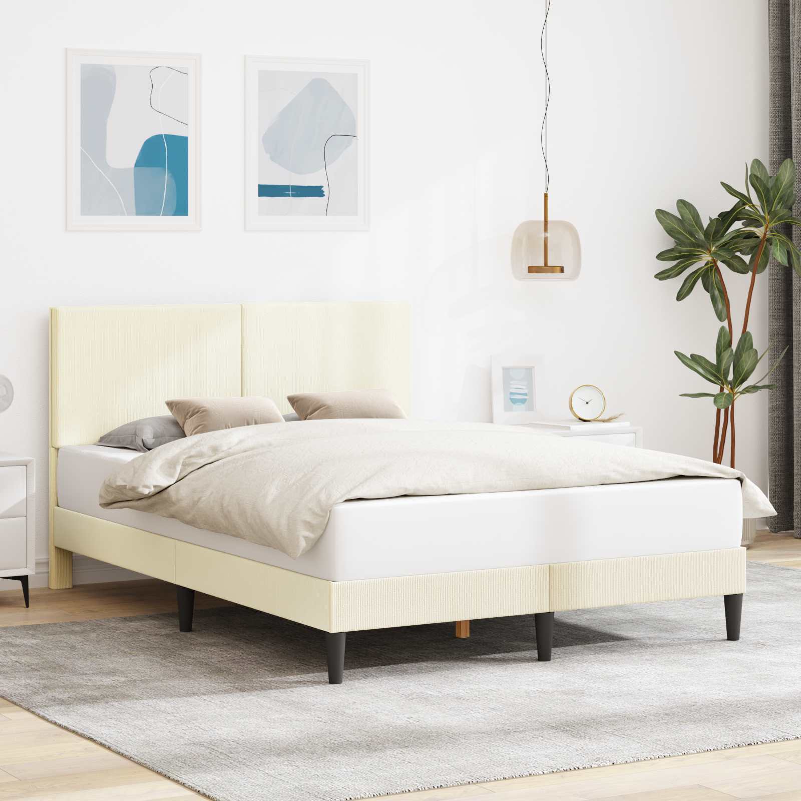 vidaXL Bedframe met hoofdeinde Lichtgrijs 80 x 200 cm Katoen Stof