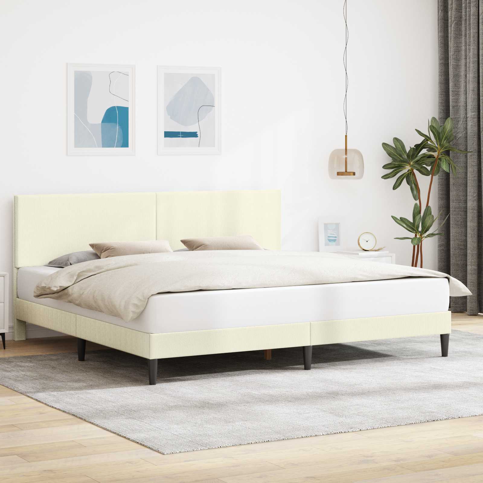 vidaXL Bedframe met hoofdeinde Lichtgrijs 80 x 200 cm Katoen Stof