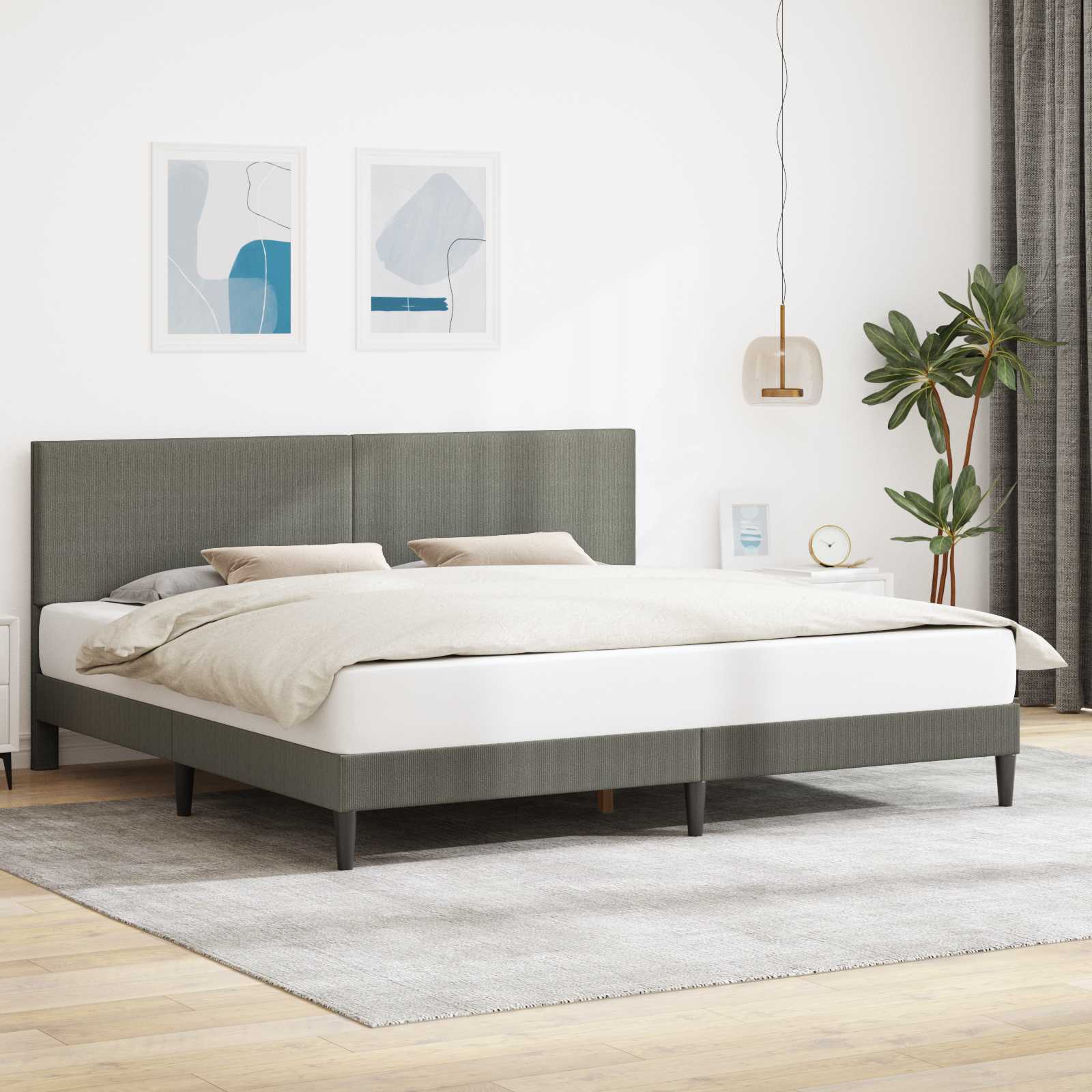 vidaXL Bedframe met hoofdeinde Lichtgrijs 80 x 200 cm Katoen Stof