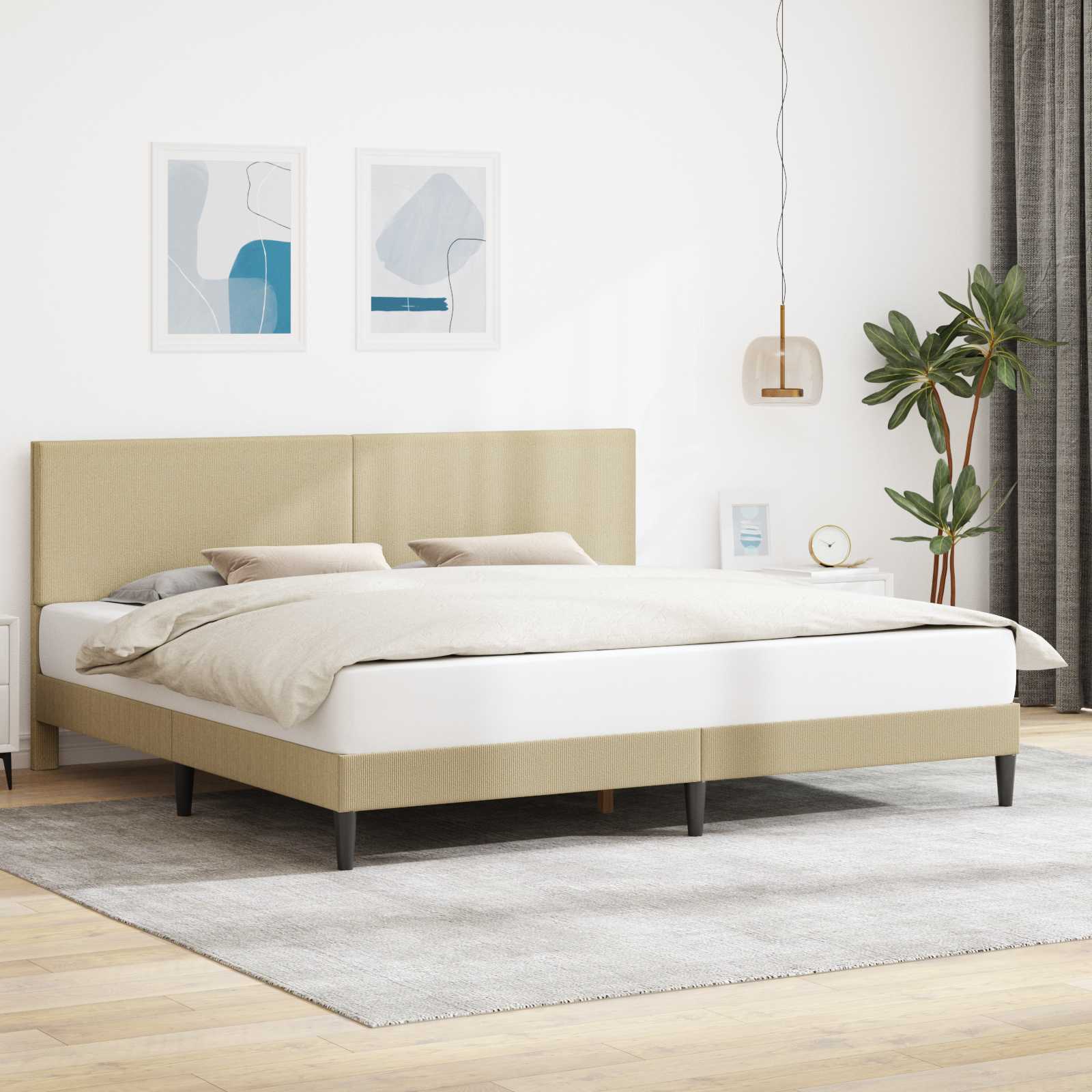 vidaXL Bedframe met hoofdeinde Lichtgrijs 80 x 200 cm Katoen Stof
