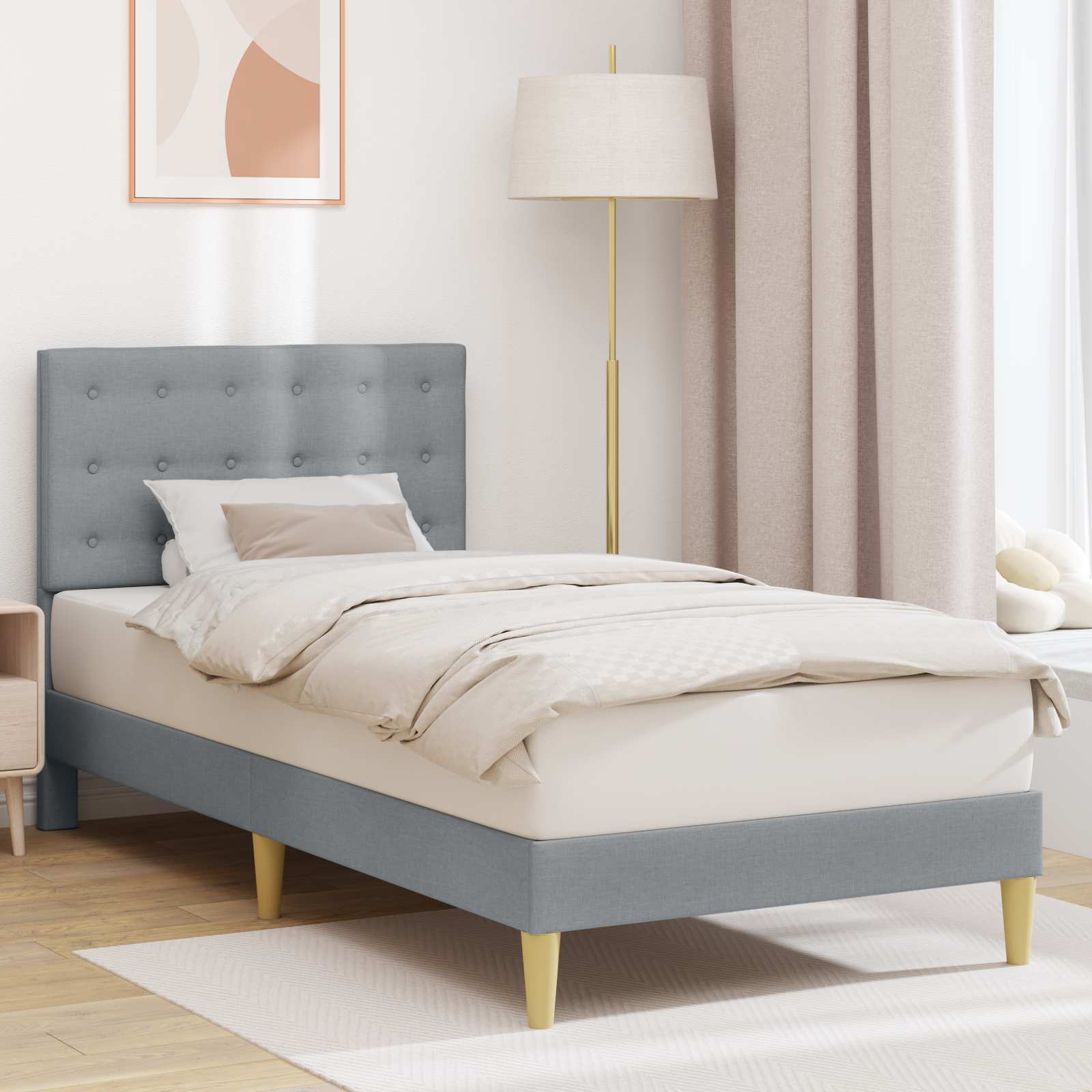 vidaXL Bedframe met hoofdeinde Donkergrijs 80 x 200 cm Stof