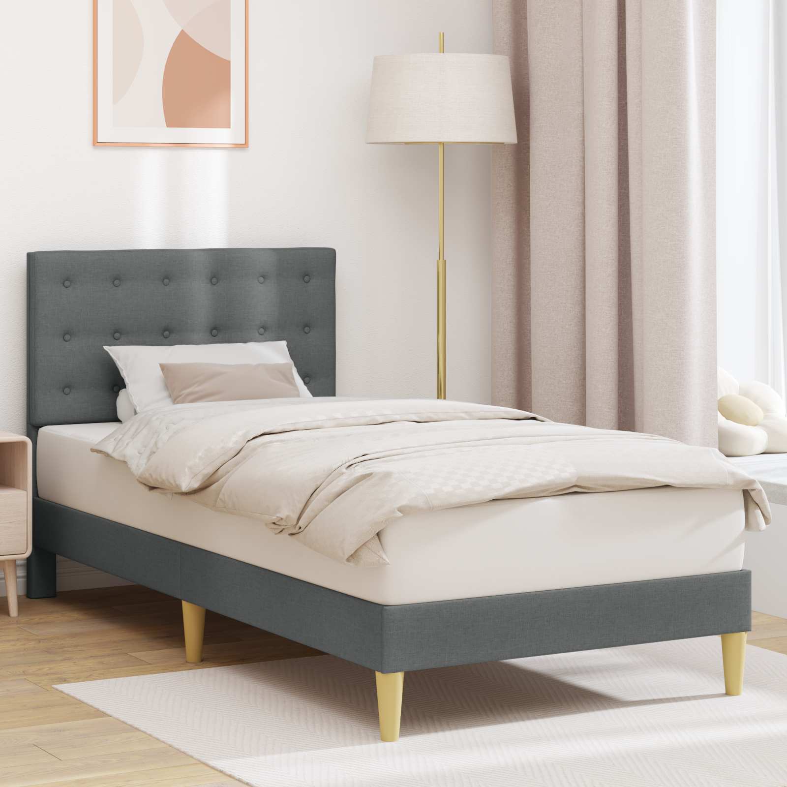 vidaXL Bedframe met hoofdeinde Donkergrijs 80 x 200 cm Stof