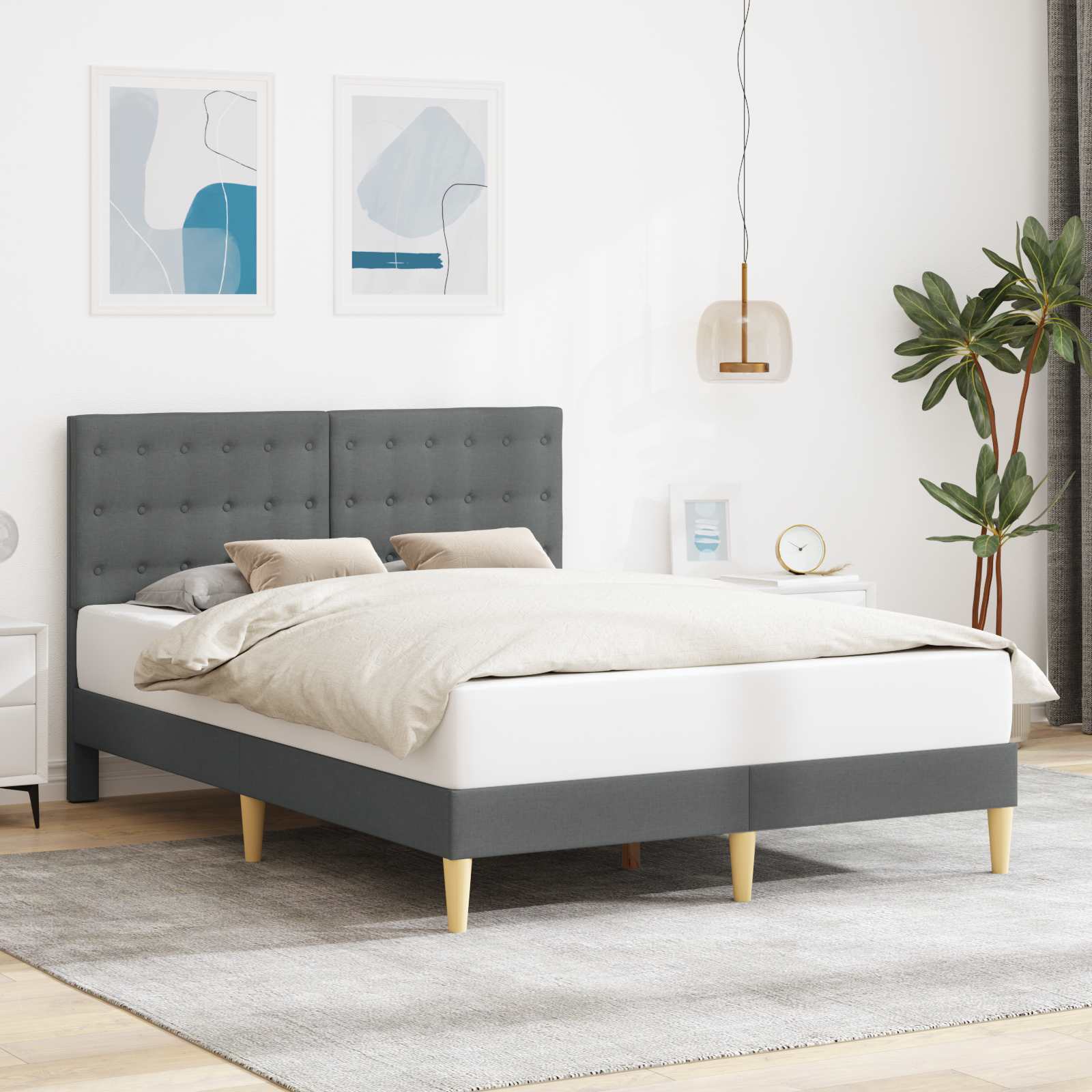 vidaXL Bedframe met hoofdeinde Donkergrijs 80 x 200 cm Stof
