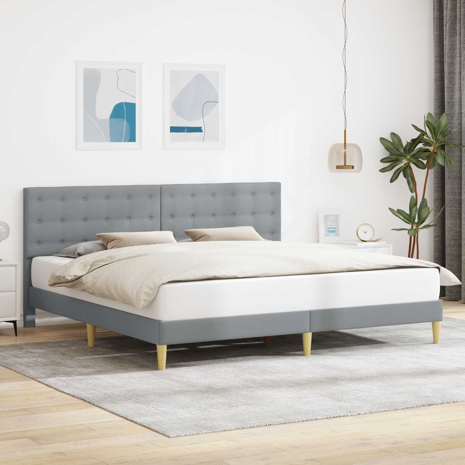 vidaXL Bedframe met hoofdeinde Donkergrijs 80 x 200 cm Stof