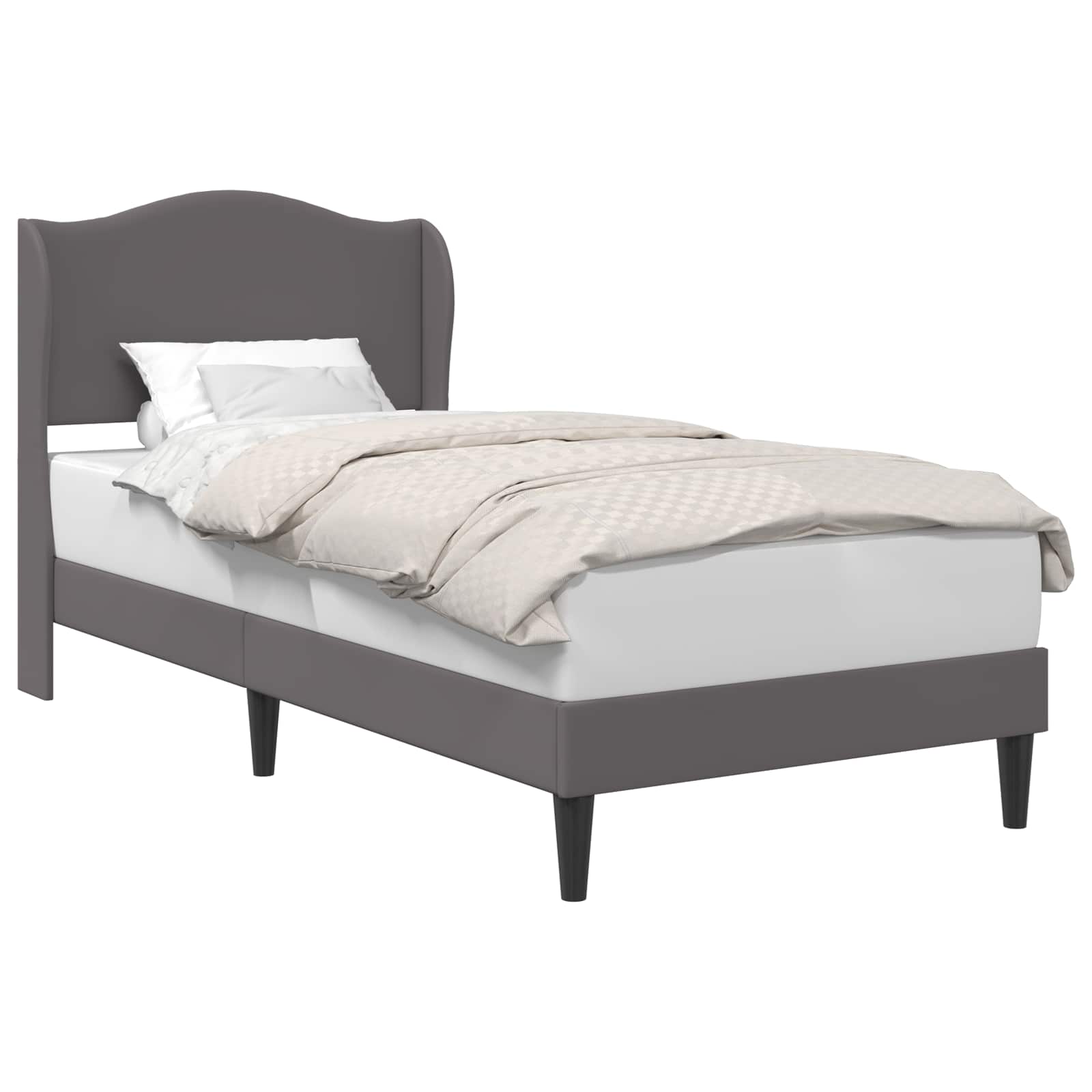 vidaXL Bedframe met hoofdeinde Grijs 80 x 200 cm Kunstleer