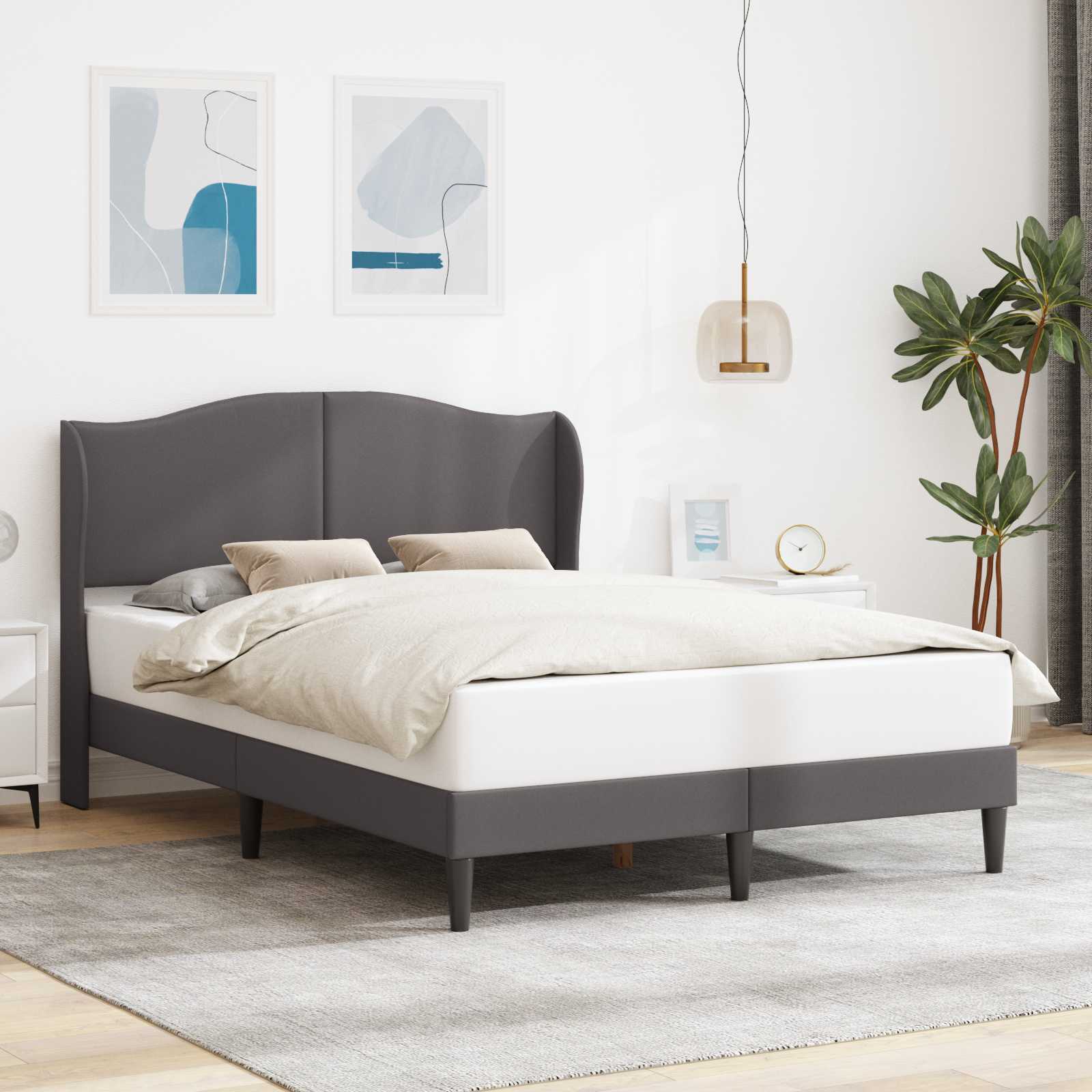 vidaXL Bedframe met hoofdeinde Grijs 80 x 200 cm Kunstleer