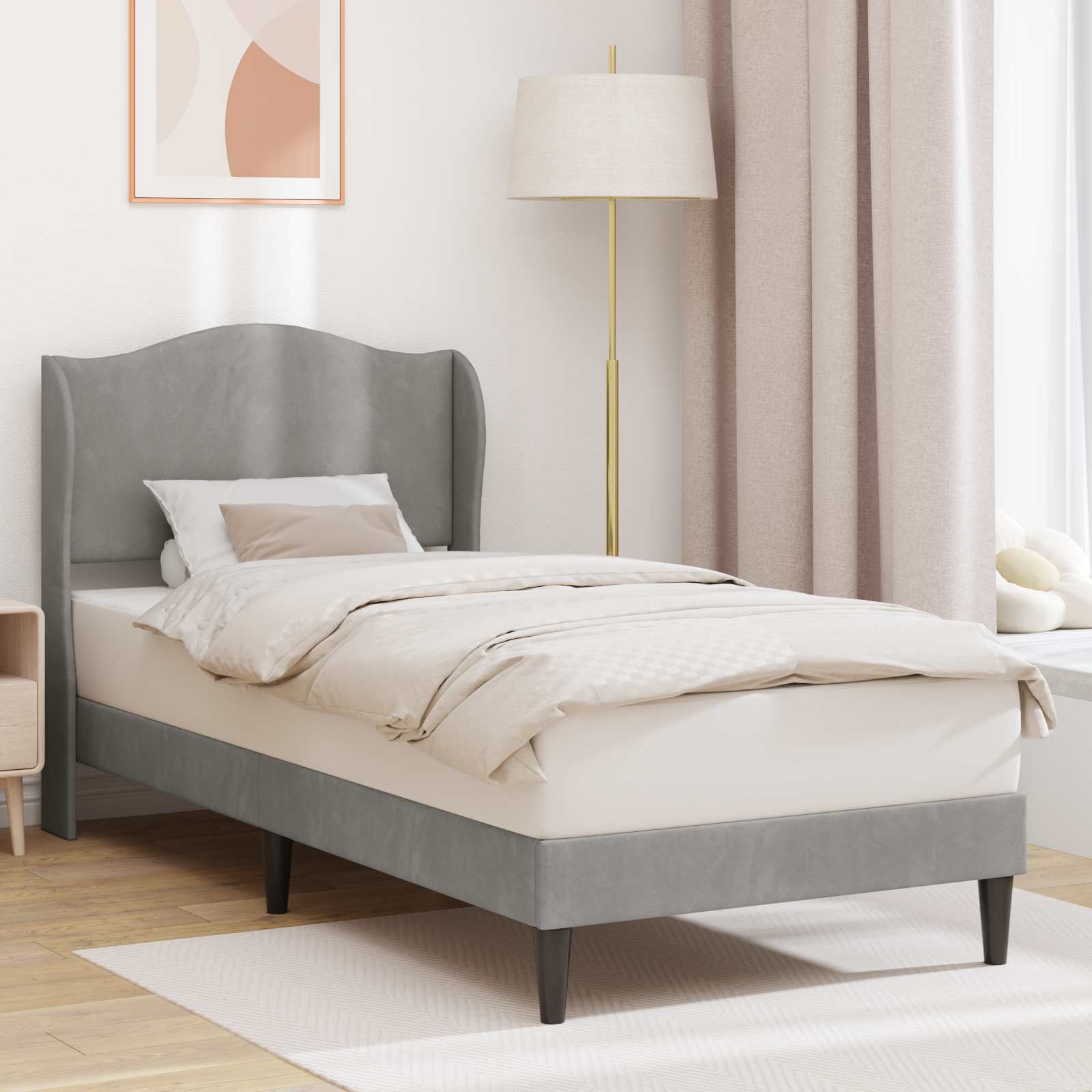 vidaXL Bedframe met hoofdeinde Lichtgrijs 80 x 200 cm Fluweel