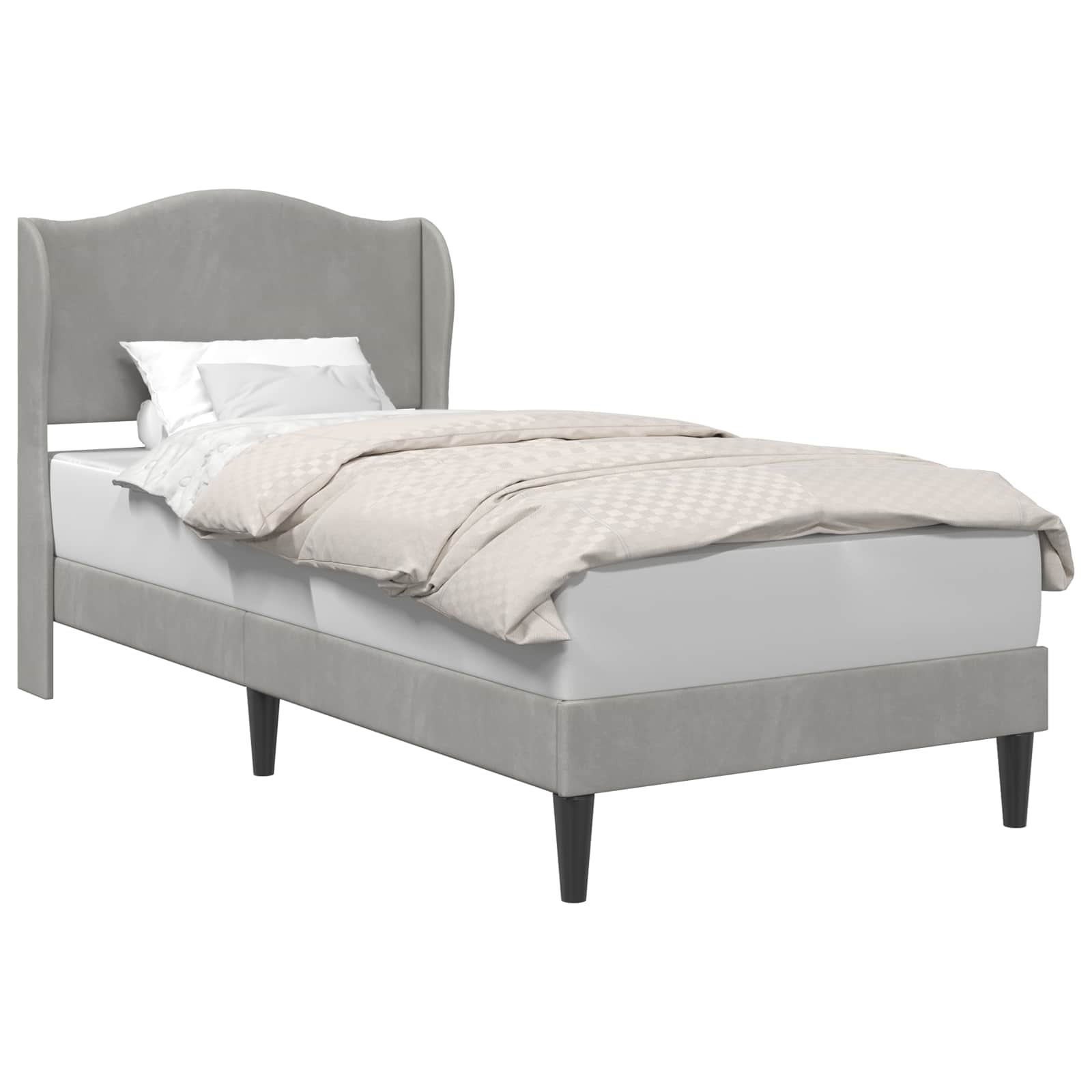 vidaXL Bedframe met hoofdeinde Lichtgrijs 80 x 200 cm Fluweel