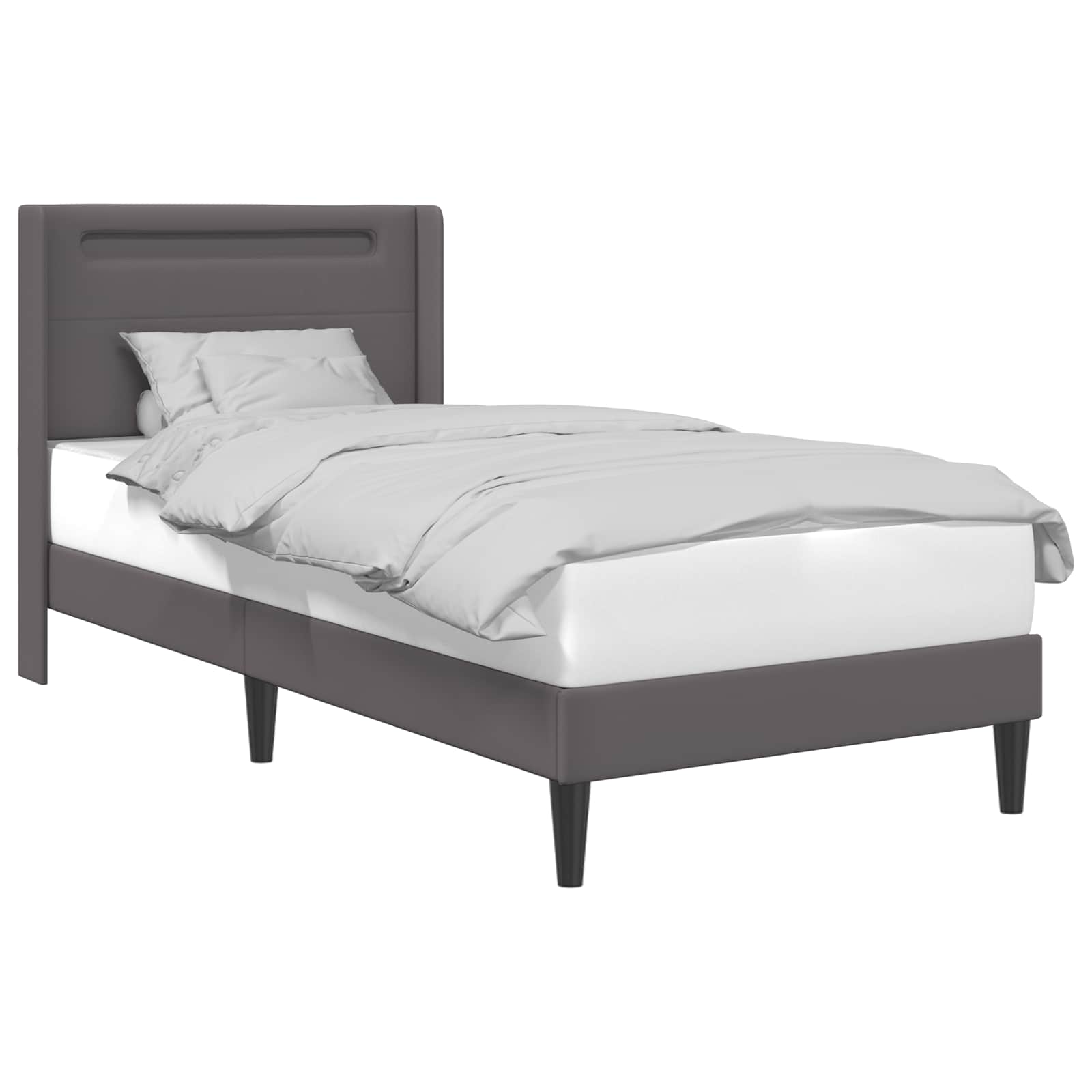 vidaXL Bedframe met LED-stripverlichting Grijs 80 x 200 cm Kunstleer
