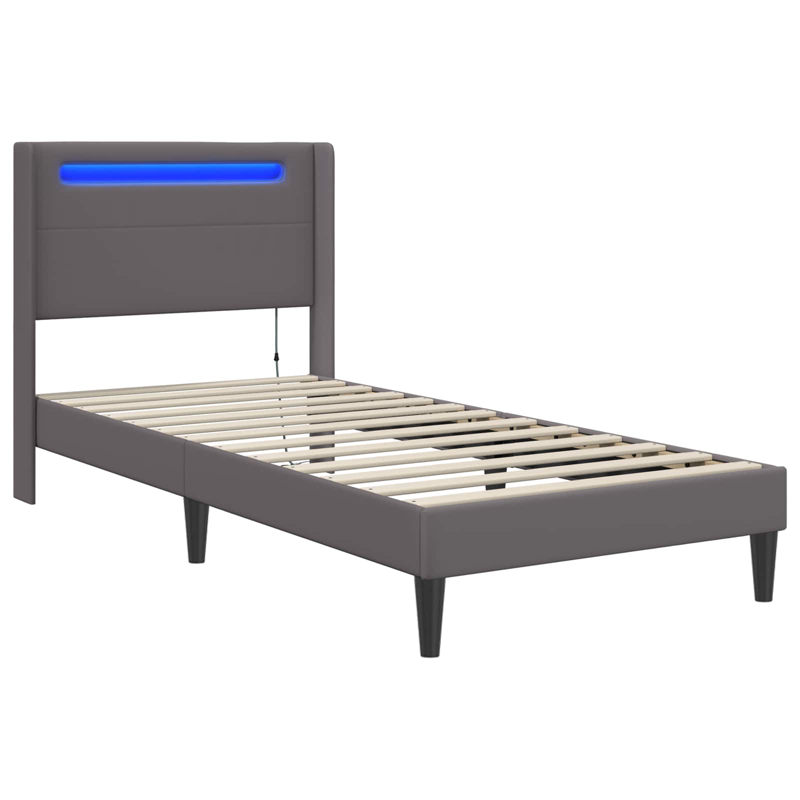 vidaXL Bedframe met LED-stripverlichting Grijs 80 x 200 cm Kunstleer