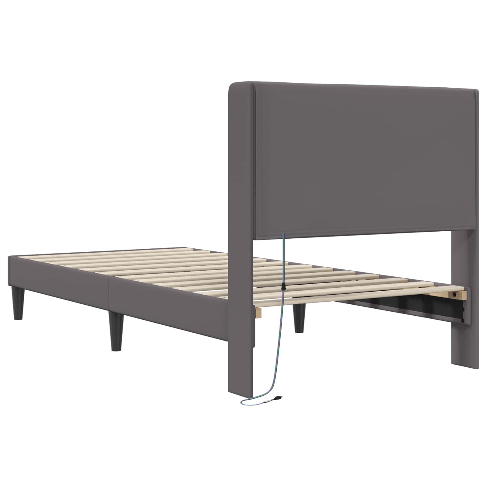 vidaXL Bedframe met LED-stripverlichting Grijs 80 x 200 cm Kunstleer