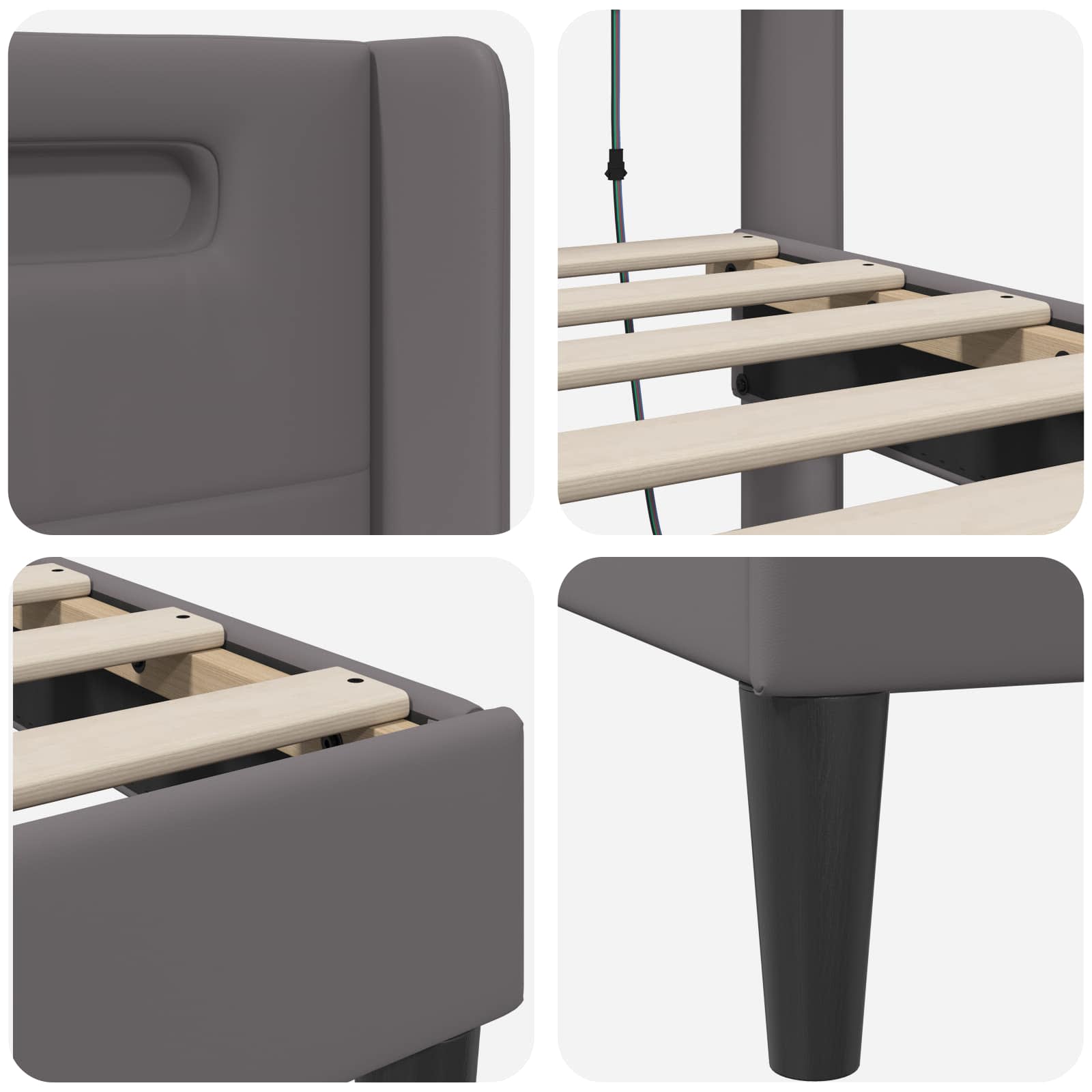 vidaXL Bedframe met LED-stripverlichting Grijs 80 x 200 cm Kunstleer