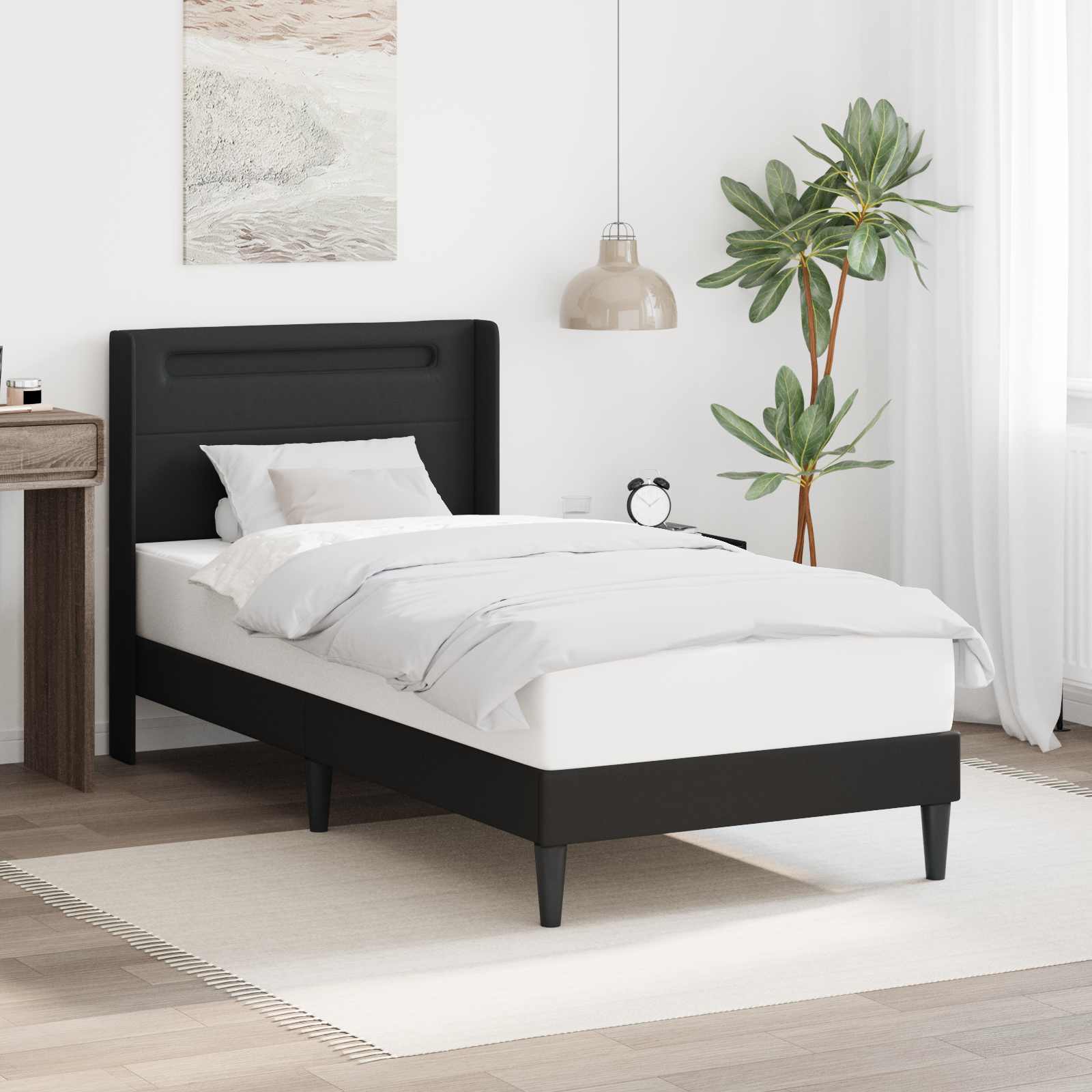vidaXL Bedframe met LED-stripverlichting Grijs 80 x 200 cm Kunstleer