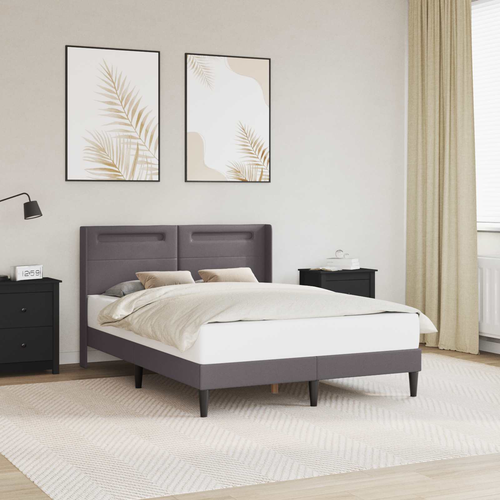 vidaXL Bedframe met LED-stripverlichting Grijs 80 x 200 cm Kunstleer