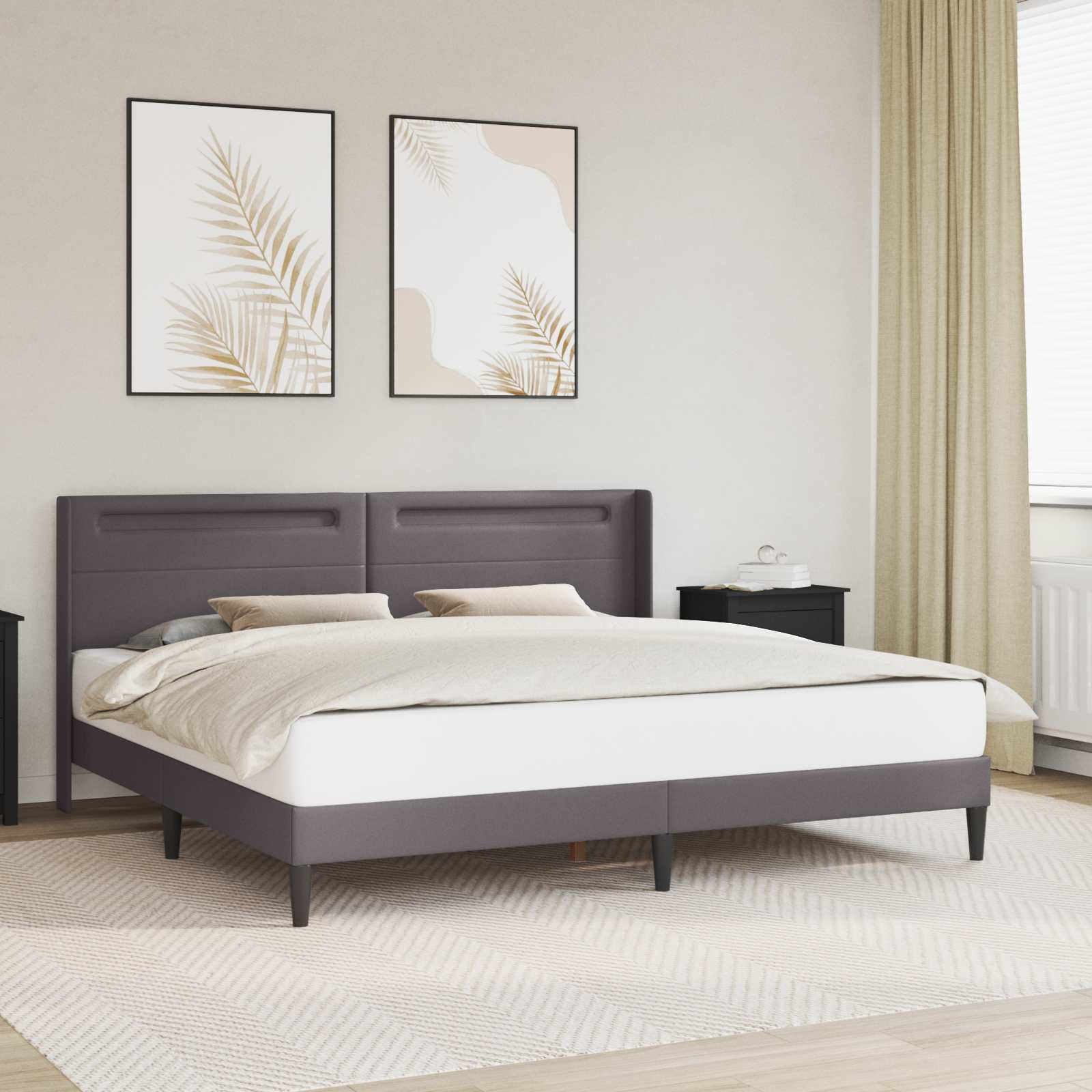 vidaXL Bedframe met LED-stripverlichting Grijs 80 x 200 cm Kunstleer