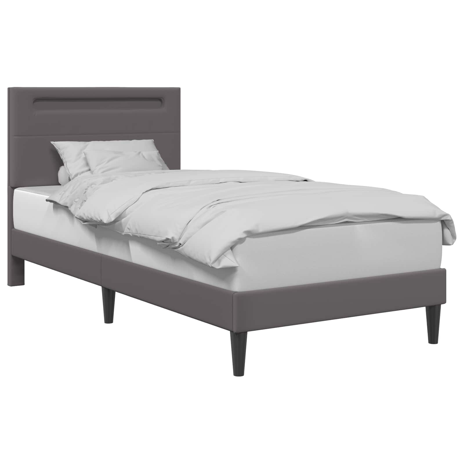 vidaXL Bedframe met LED-stripverlichting Grijs 80 x 200 cm Kunstleer