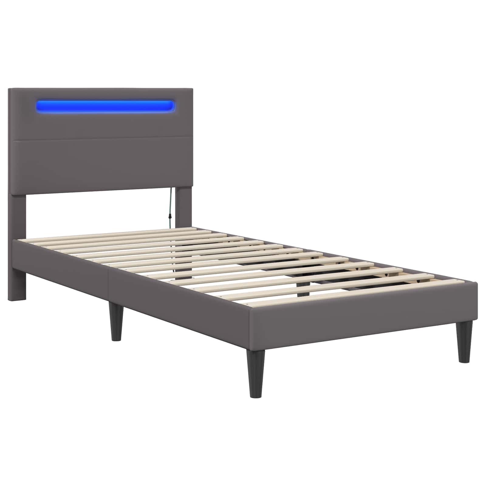 vidaXL Bedframe met LED-stripverlichting Grijs 80 x 200 cm Kunstleer