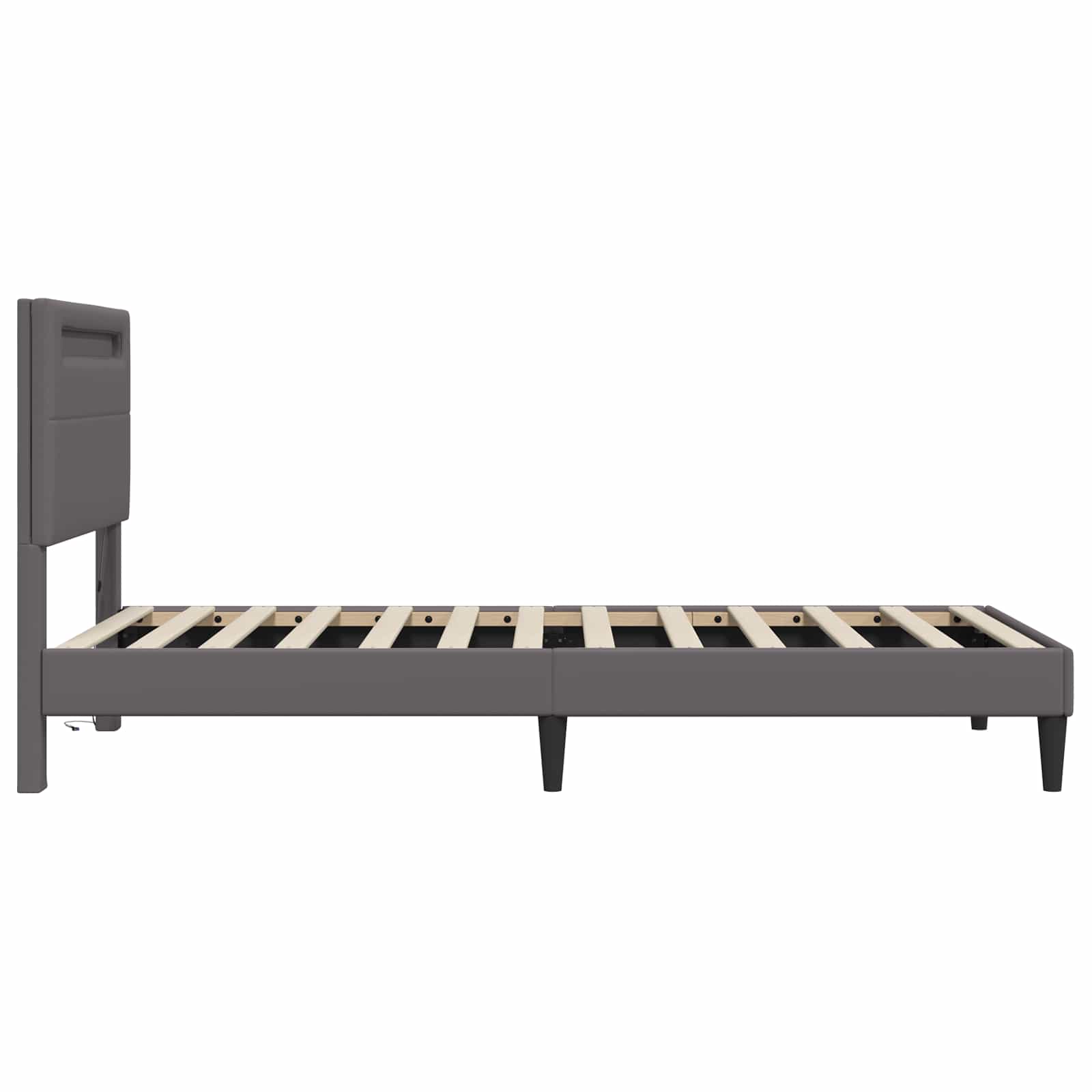 vidaXL Bedframe met LED-stripverlichting Grijs 80 x 200 cm Kunstleer