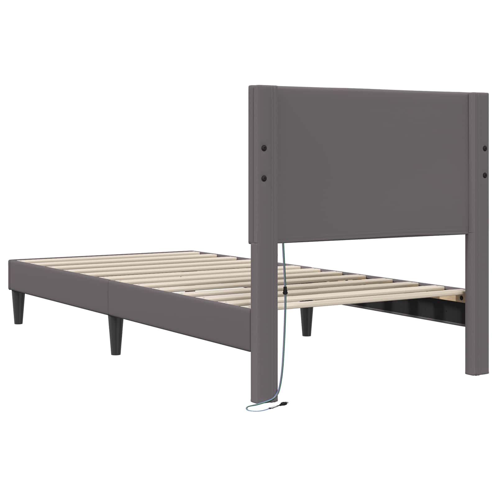 vidaXL Bedframe met LED-stripverlichting Grijs 80 x 200 cm Kunstleer