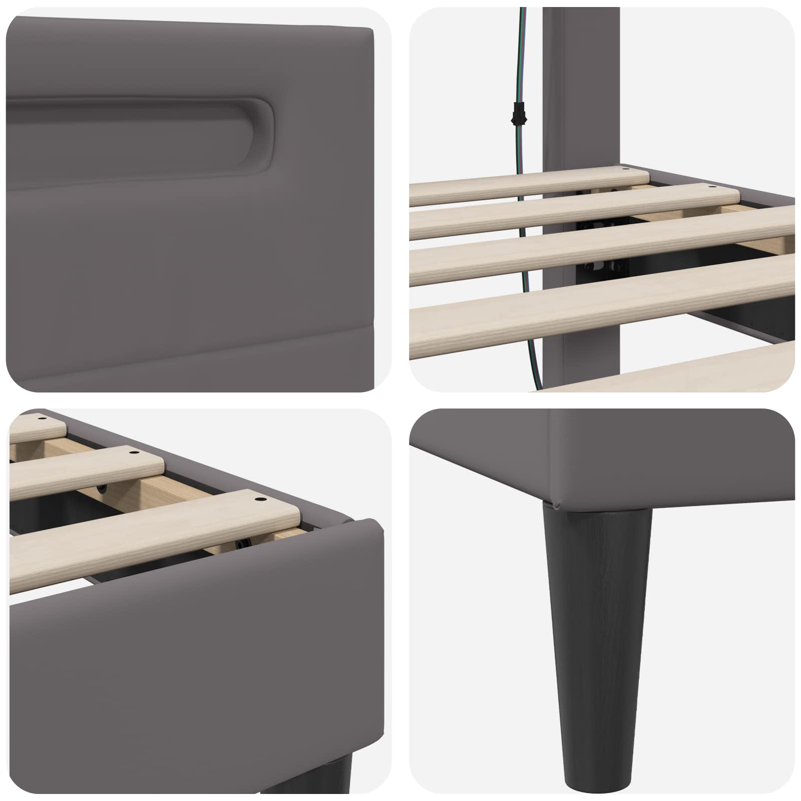 vidaXL Bedframe met LED-stripverlichting Grijs 80 x 200 cm Kunstleer