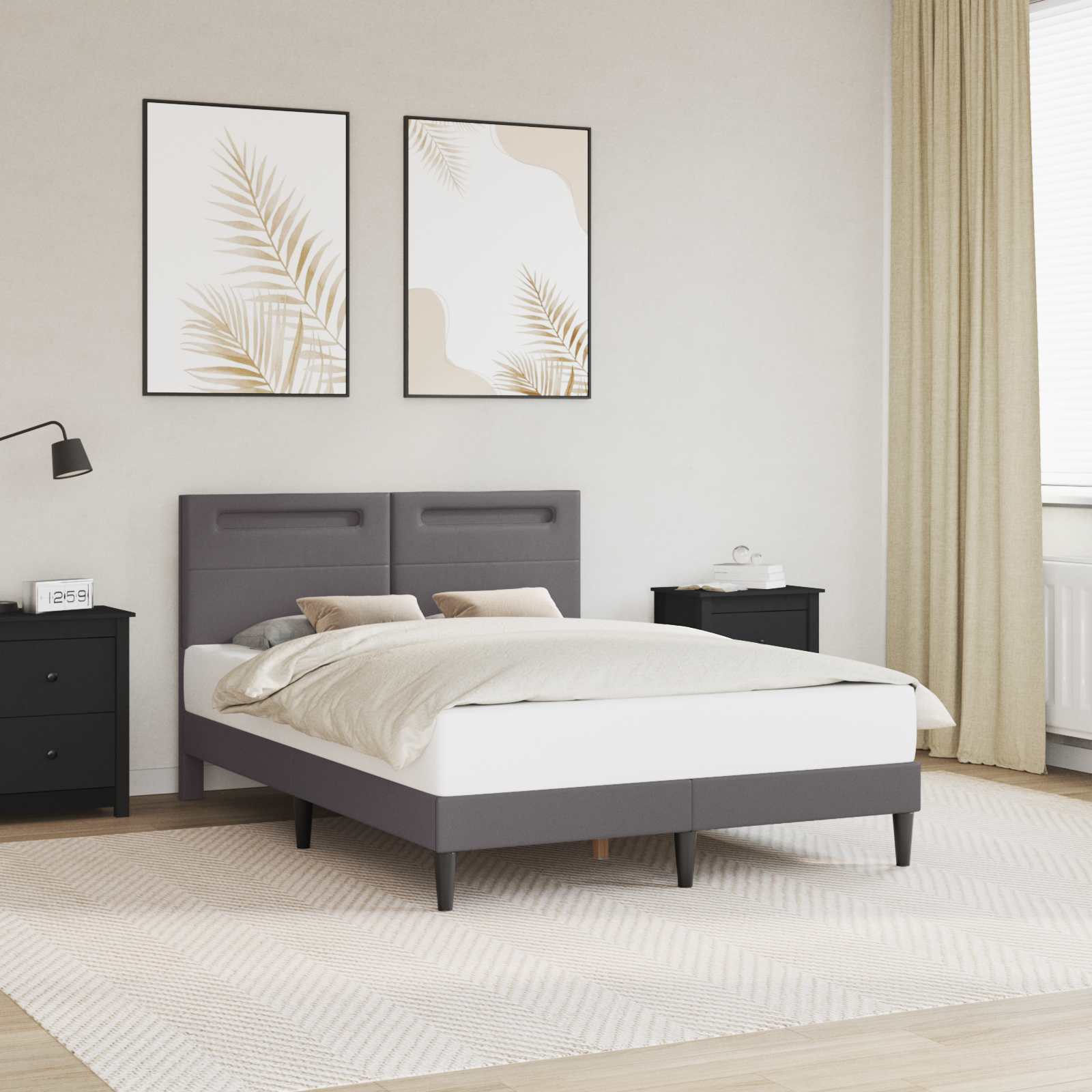 vidaXL Bedframe met LED-stripverlichting Grijs 80 x 200 cm Kunstleer