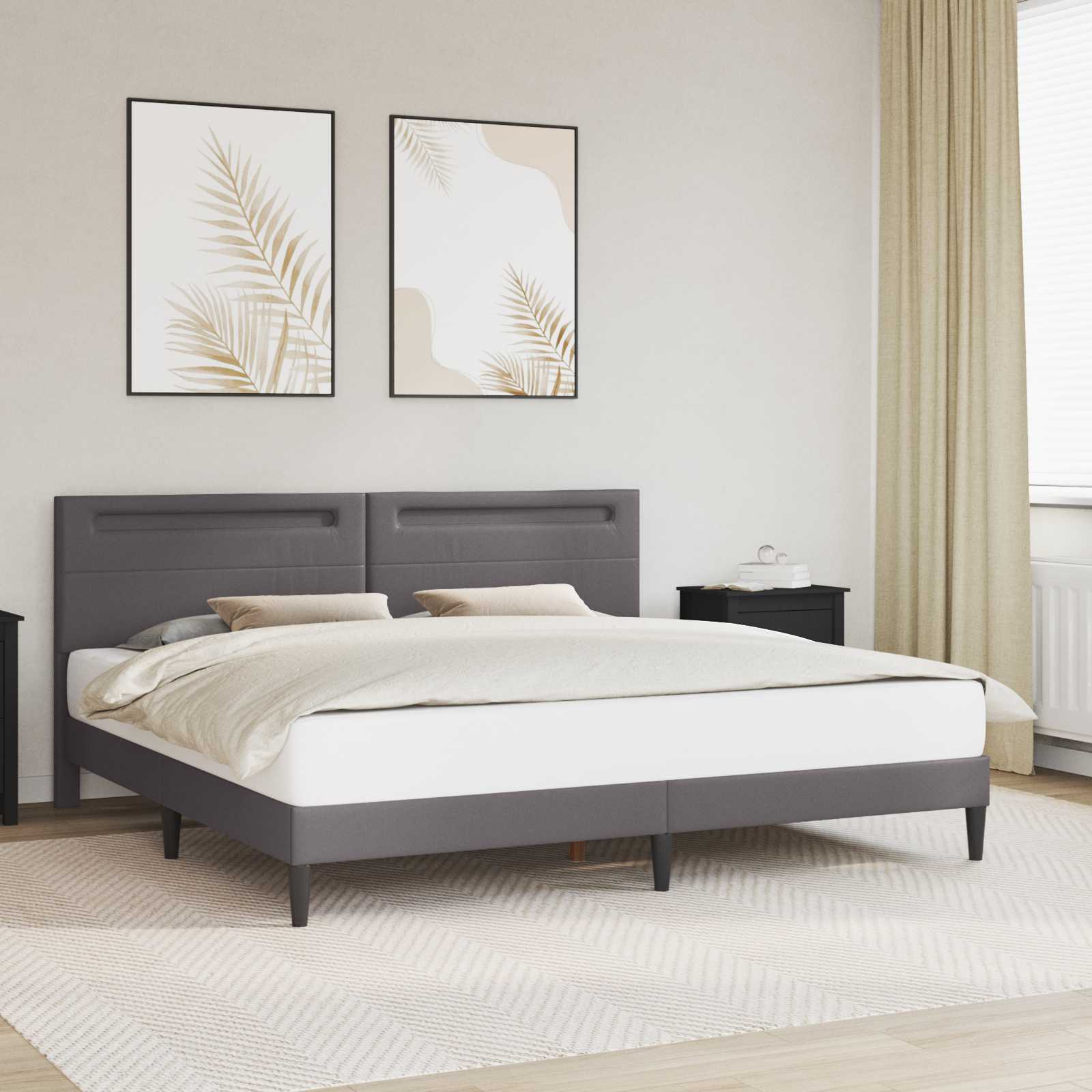 vidaXL Bedframe met LED-stripverlichting Grijs 80 x 200 cm Kunstleer