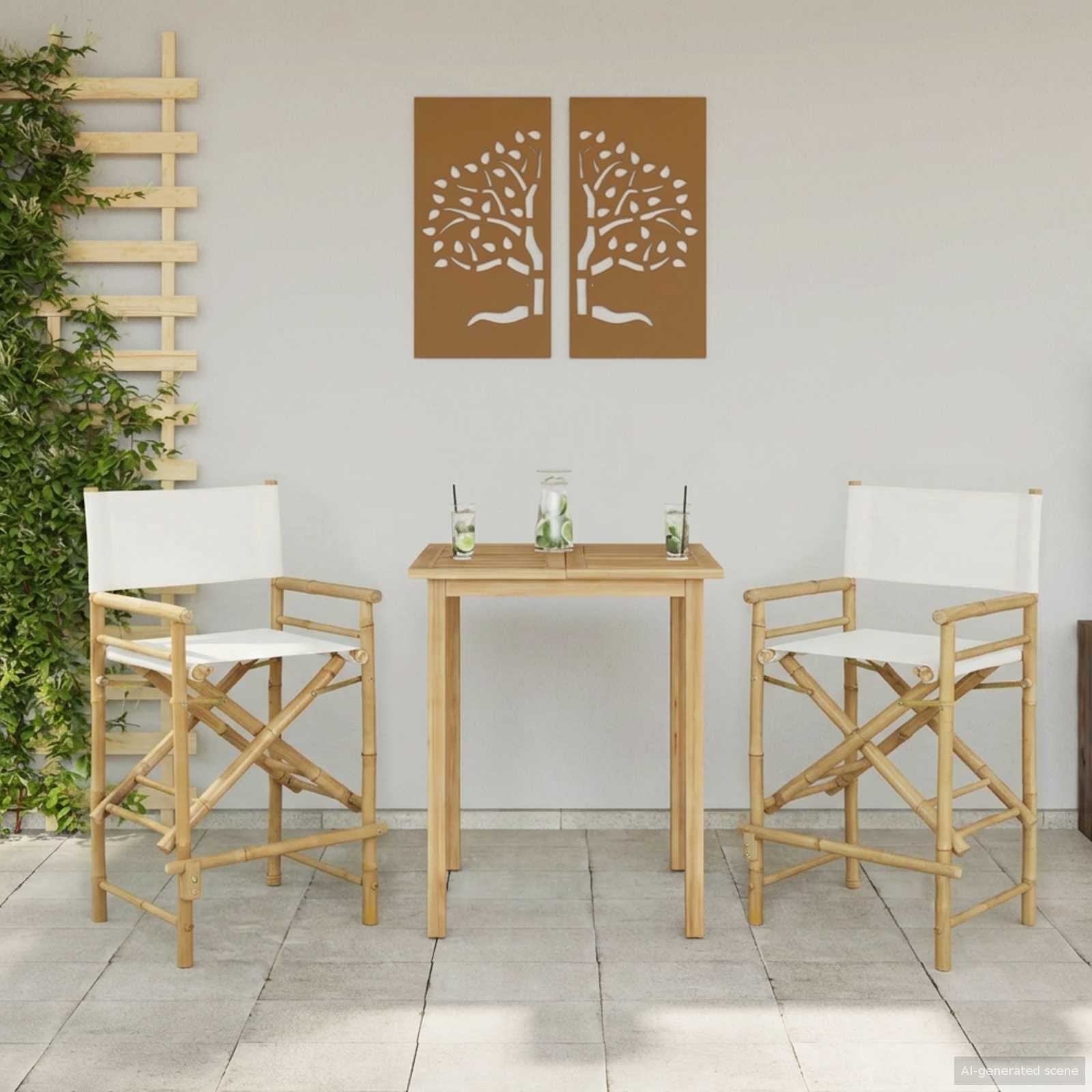 vidaXL Vouwbare Regisseursstoel 2 pcs Naturel 58 x 48 x 115 cm Bamboe