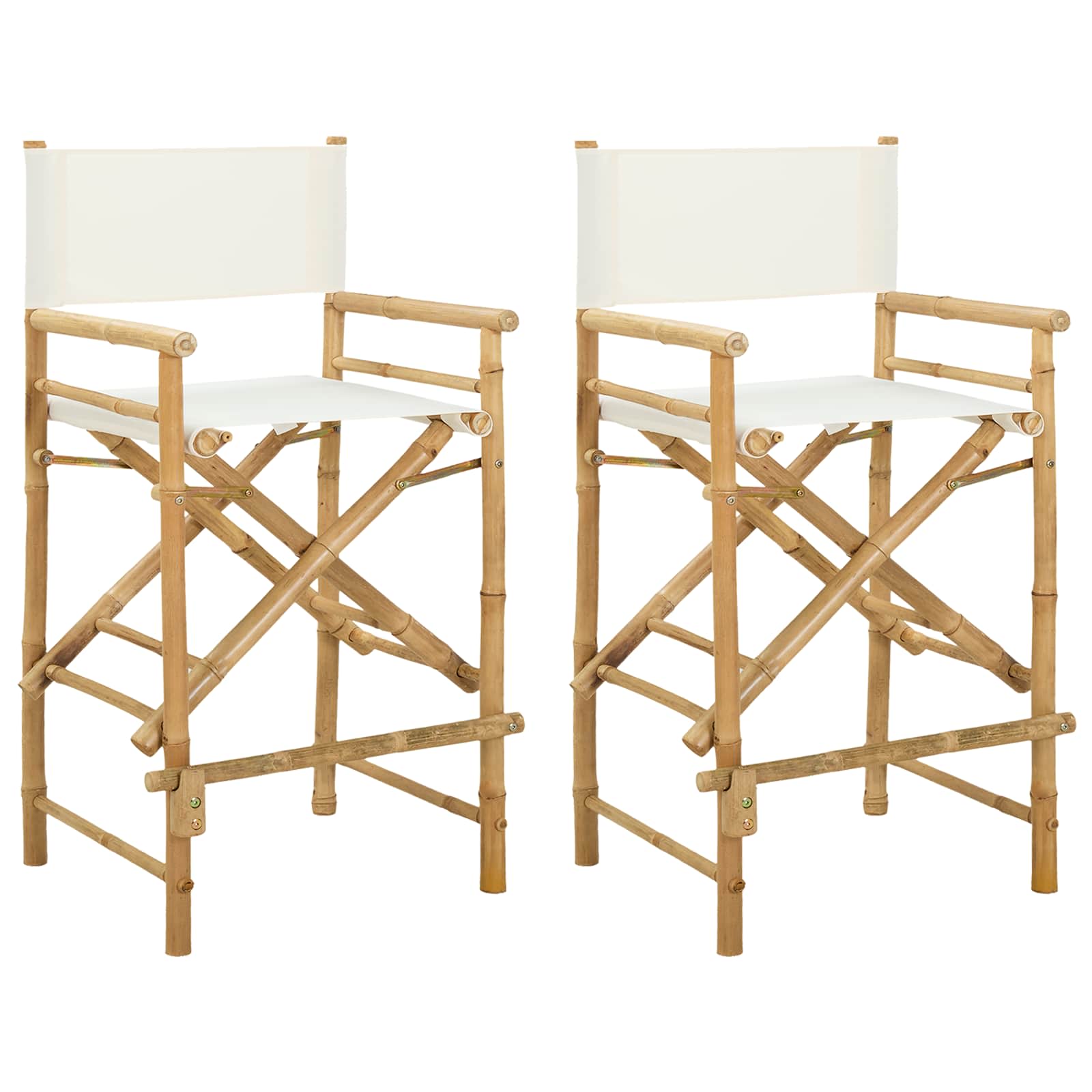 vidaXL Vouwbare Regisseursstoel 2 pcs Naturel 58 x 48 x 115 cm Bamboe
