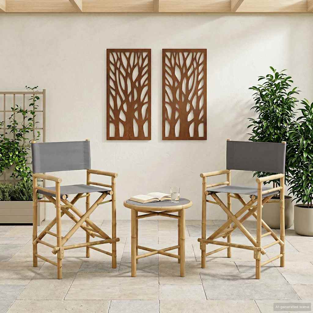 vidaXL Vouwbare Regisseursstoel 2 pcs Naturel 58 x 48 x 115 cm Bamboe