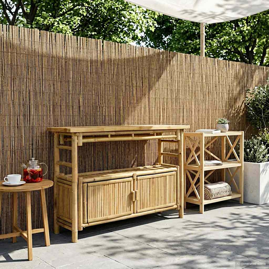 vidaXL Wandtafel met plank met opslag Naturel 80 x 35 x 75 cm Bamboe