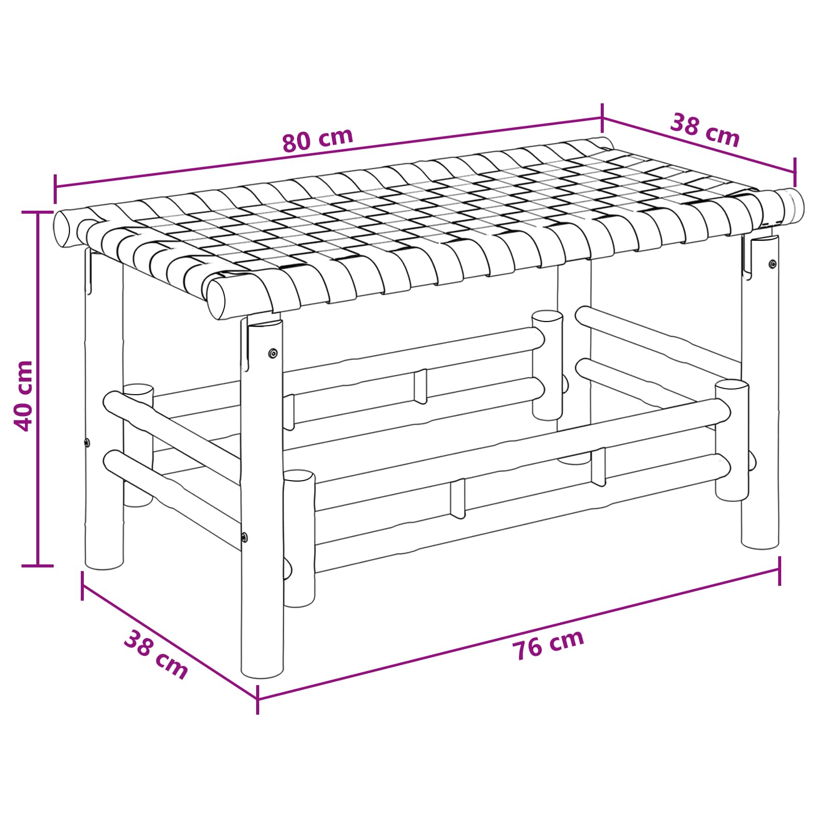 vidaXL Tuinbank Naturel 80 x 38 x 40 cm Bamboe