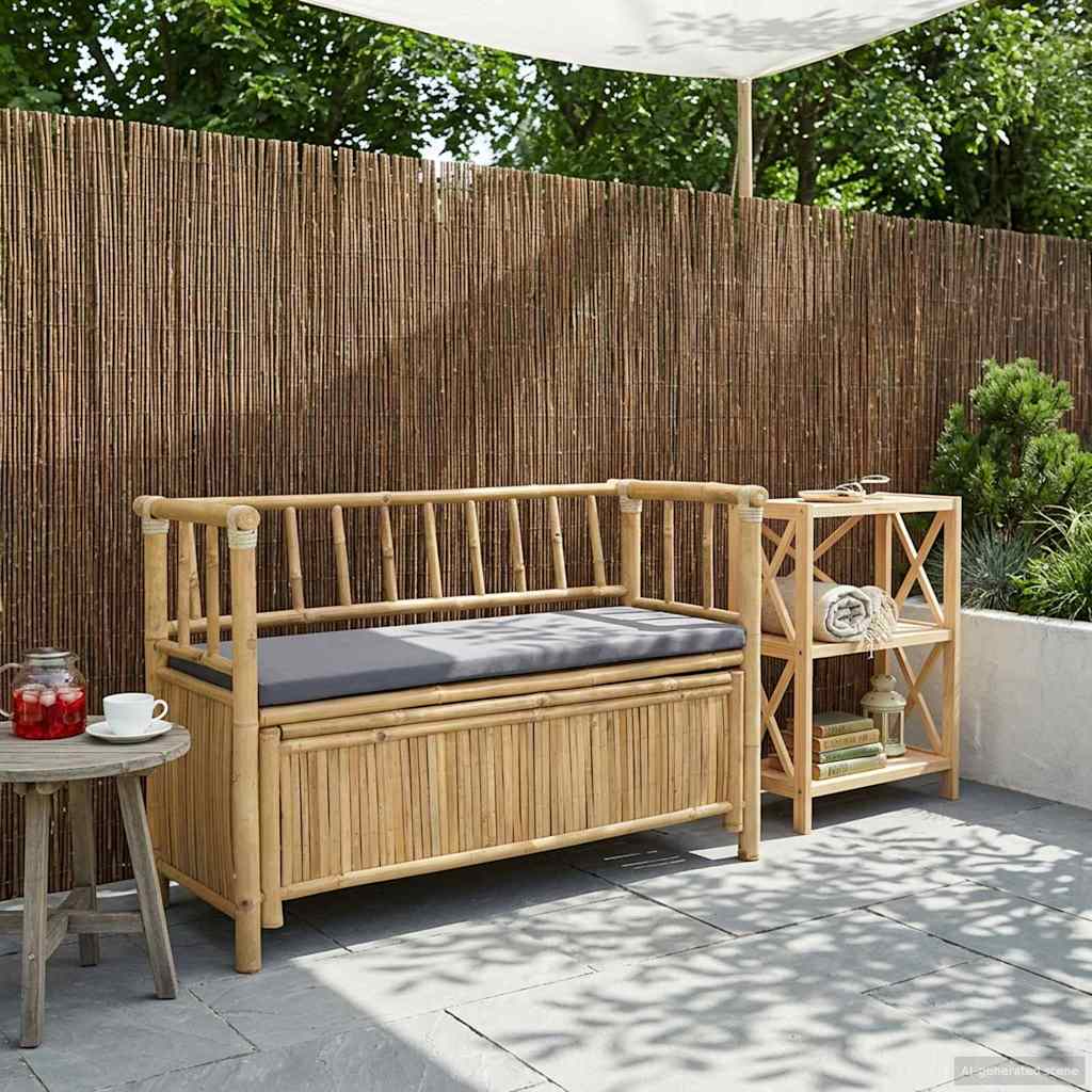 vidaXL Tuinkast Bank Naturel 110 x 47 x 80 cm Bamboe
