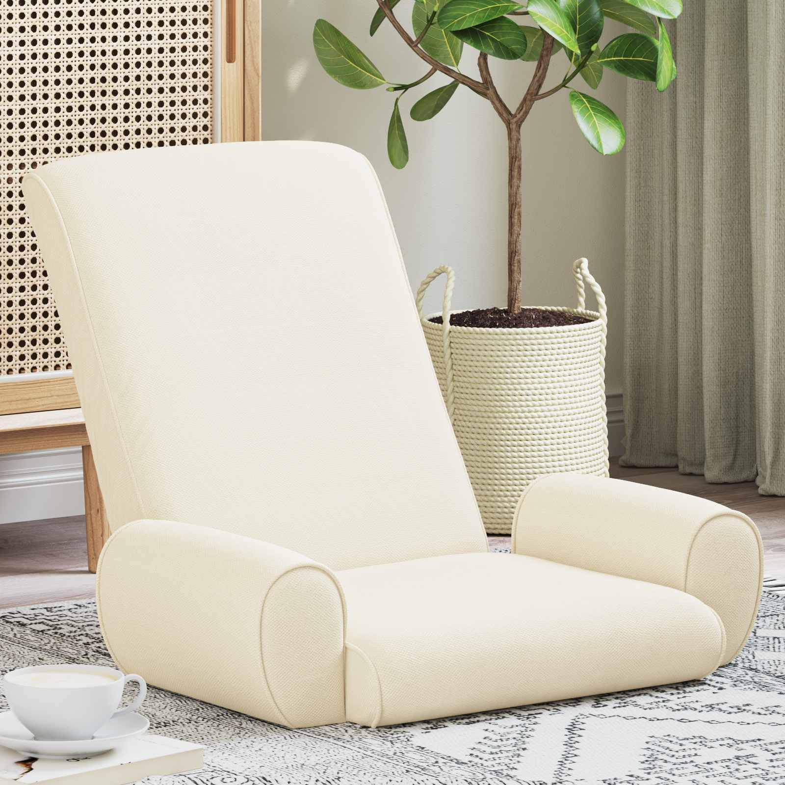 vidaXL Vloerstoel Crème 68 x 51 x 56 cm Grove Fluweel