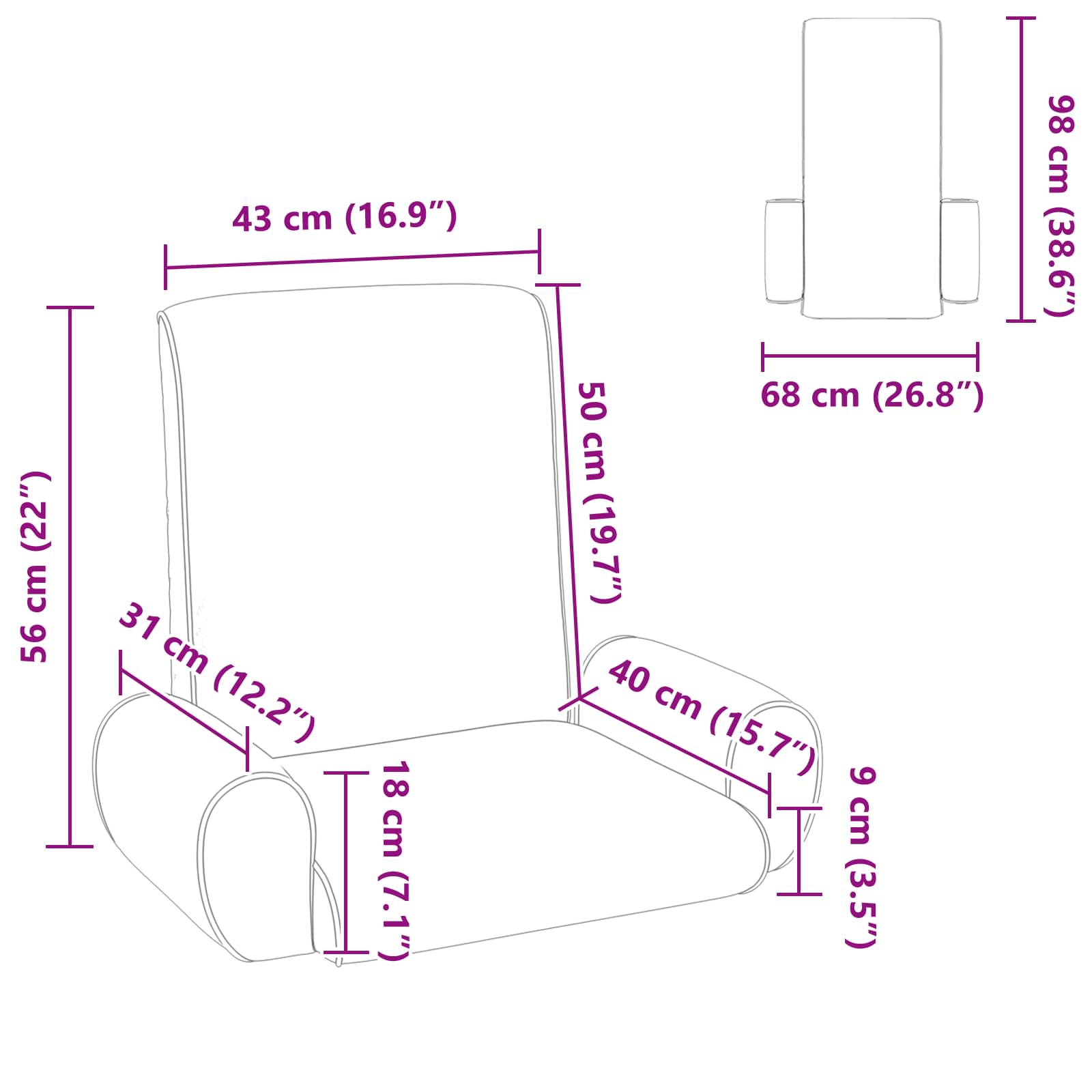 vidaXL Vloerstoel Crème 68 x 51 x 56 cm Grove Fluweel