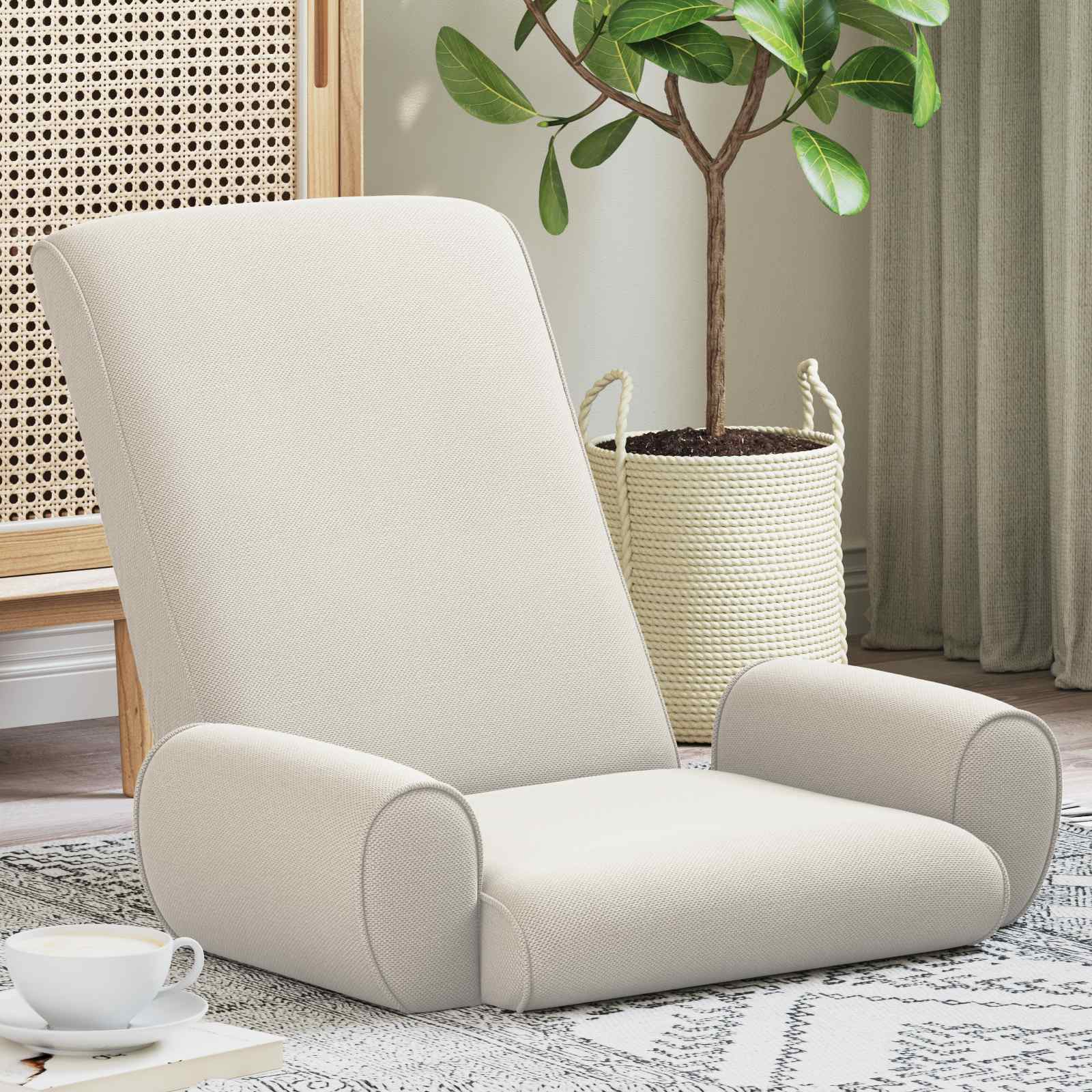 vidaXL Vloerstoel Crème 68 x 51 x 56 cm Grove Fluweel
