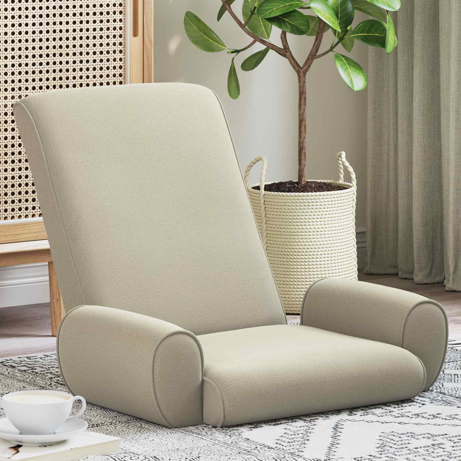 vidaXL Vloerstoel Crème 68 x 51 x 56 cm Grove Fluweel