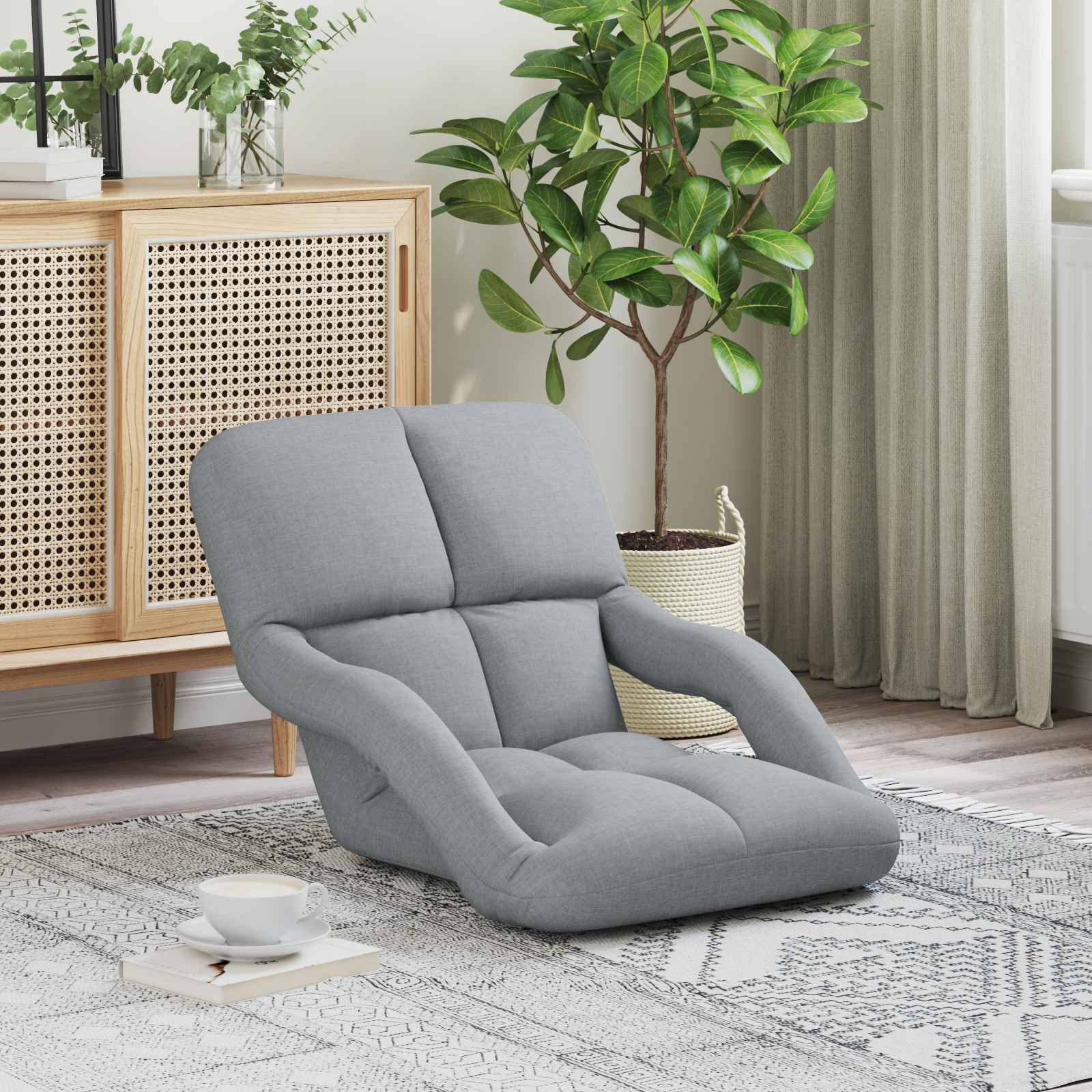 vidaXL Verstelbare vlo stoelen Lichtgrijs 58 x 62 x 58 cm Stof